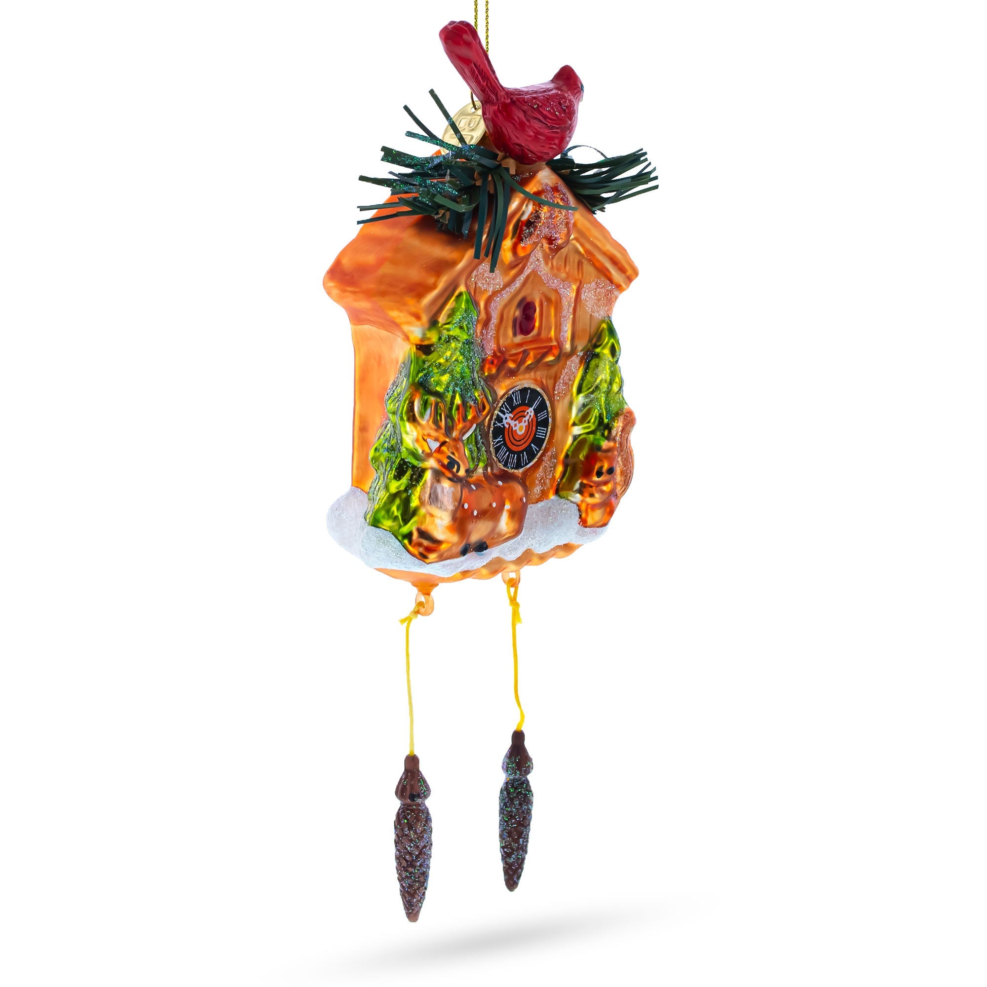 Cuckoo Clock Glass Christmas Ornament