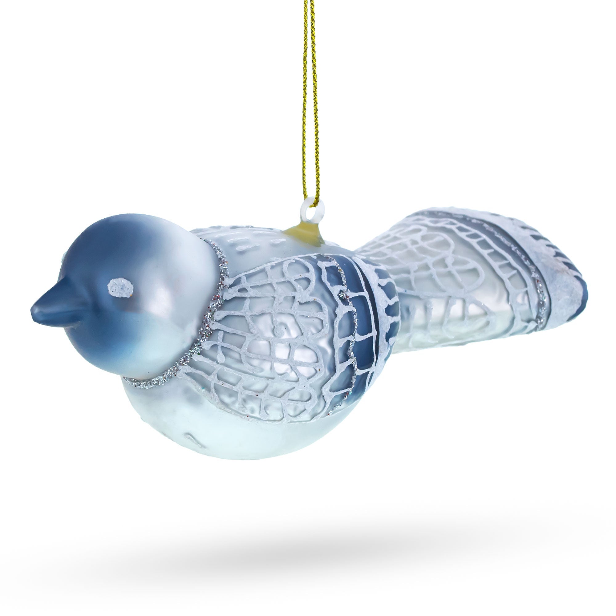 Gray Bird Glass Christmas Ornament