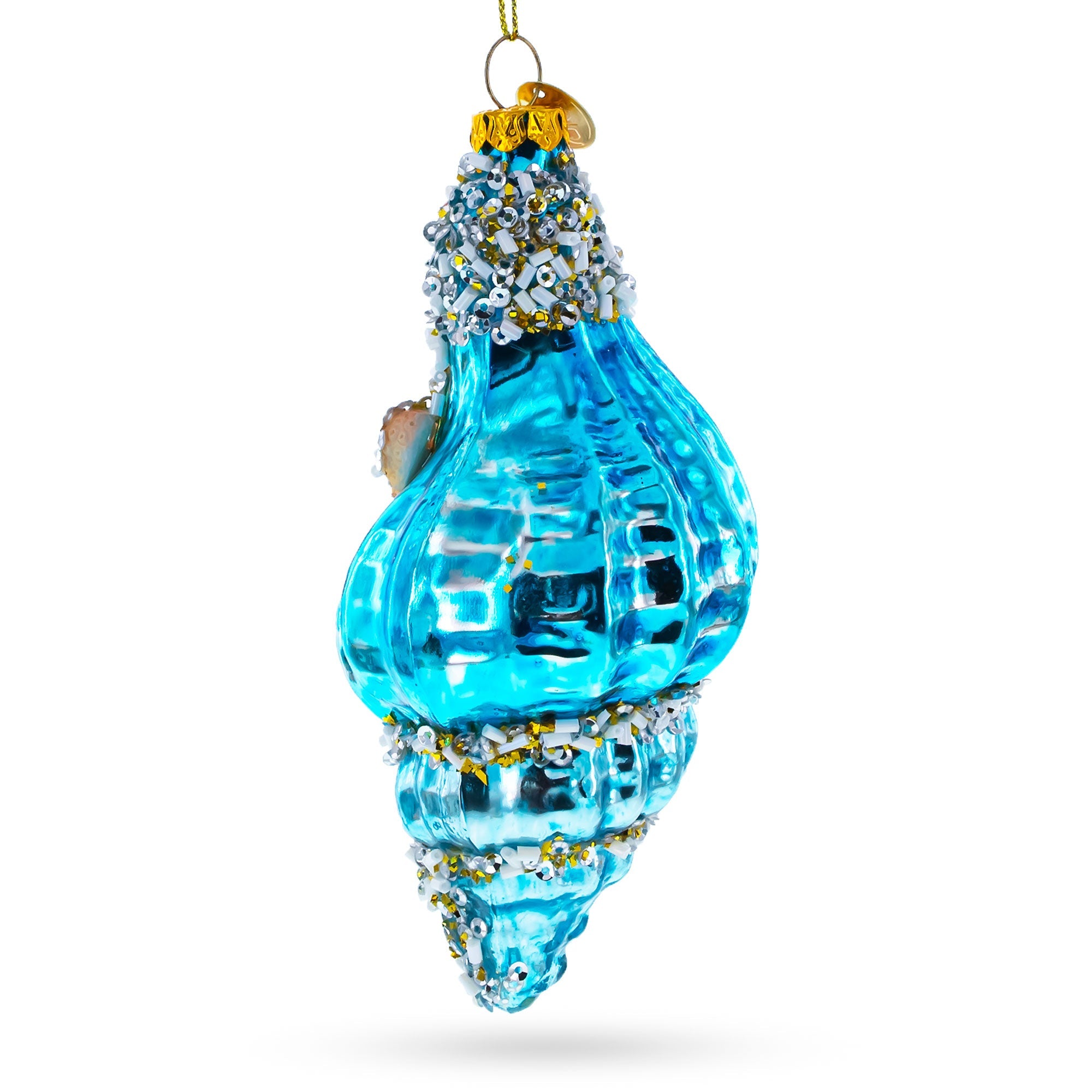 Octopus in Seashell Glass Christmas Ornament