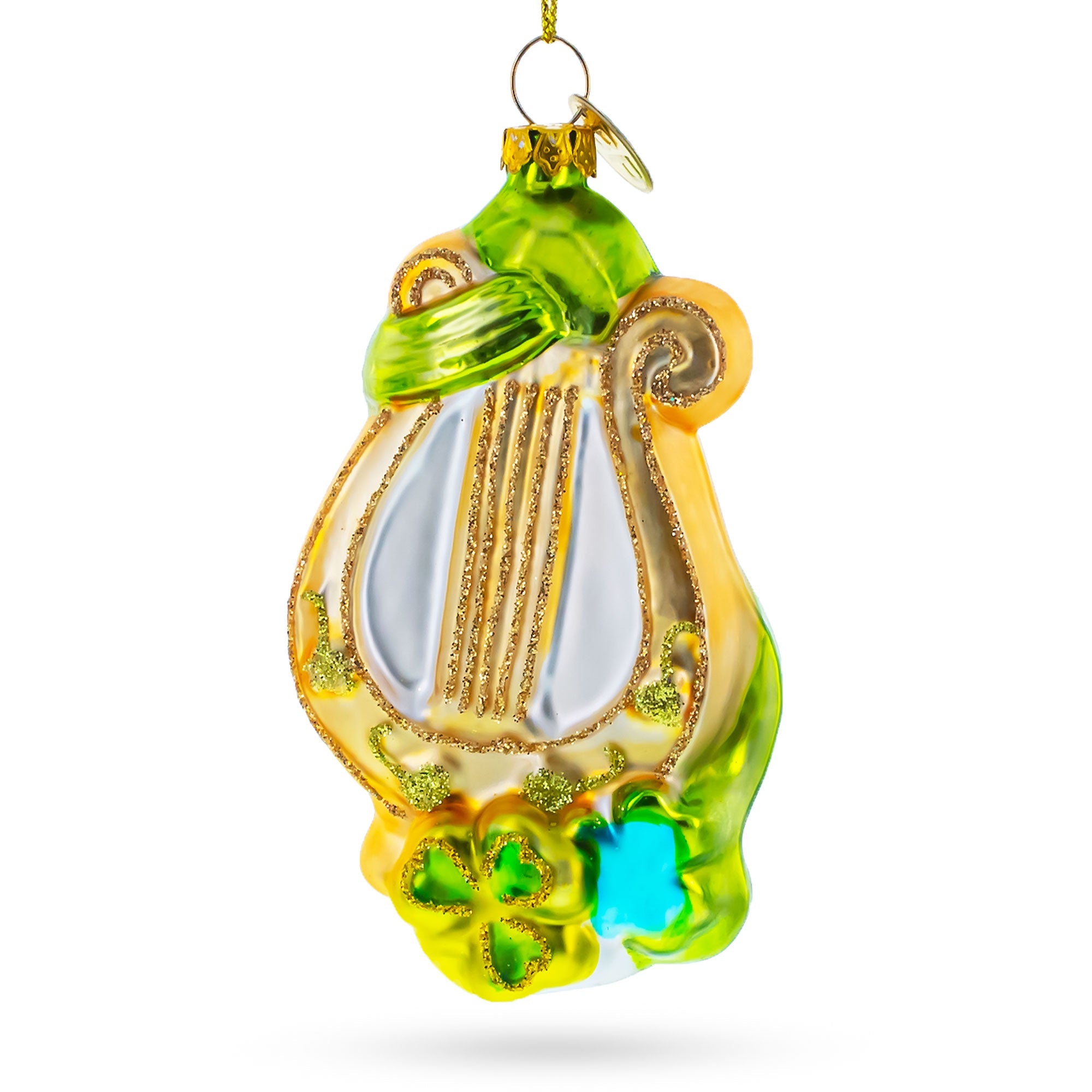 Irish Harp Glass Christmas Ornament