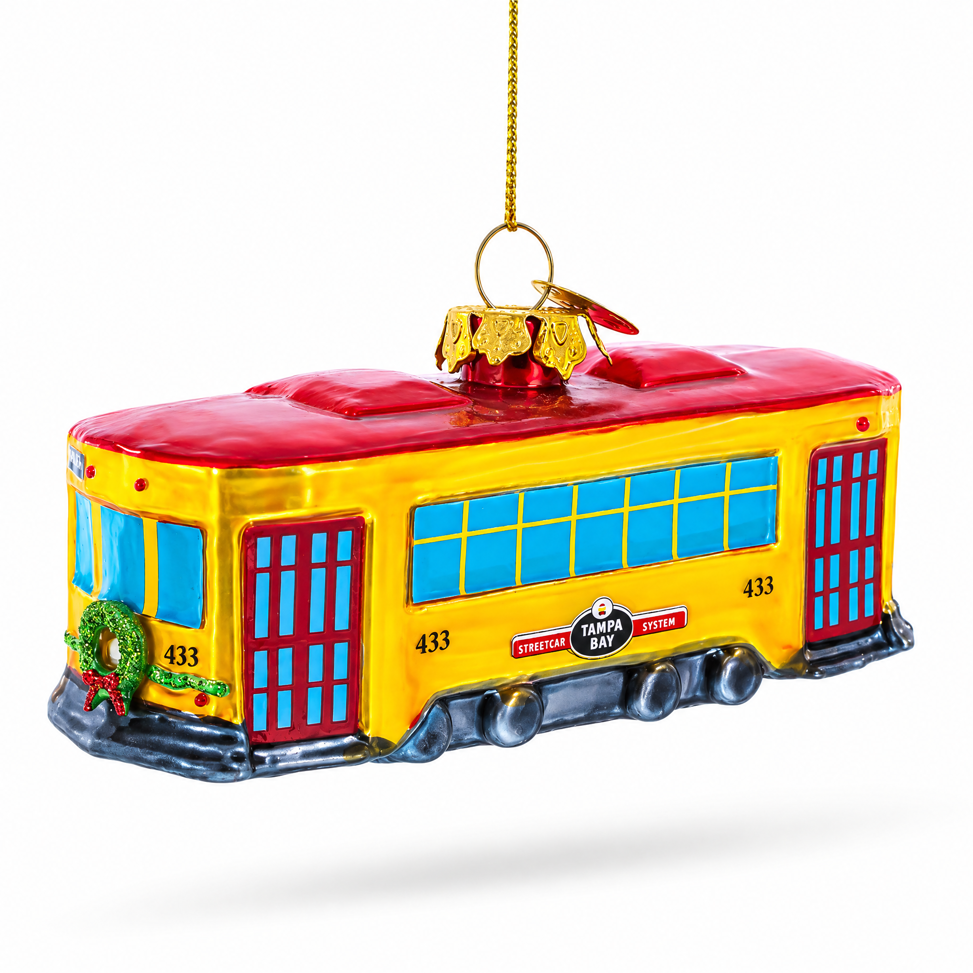 Vintage-Inspired Streetcar Glass Christmas Ornament