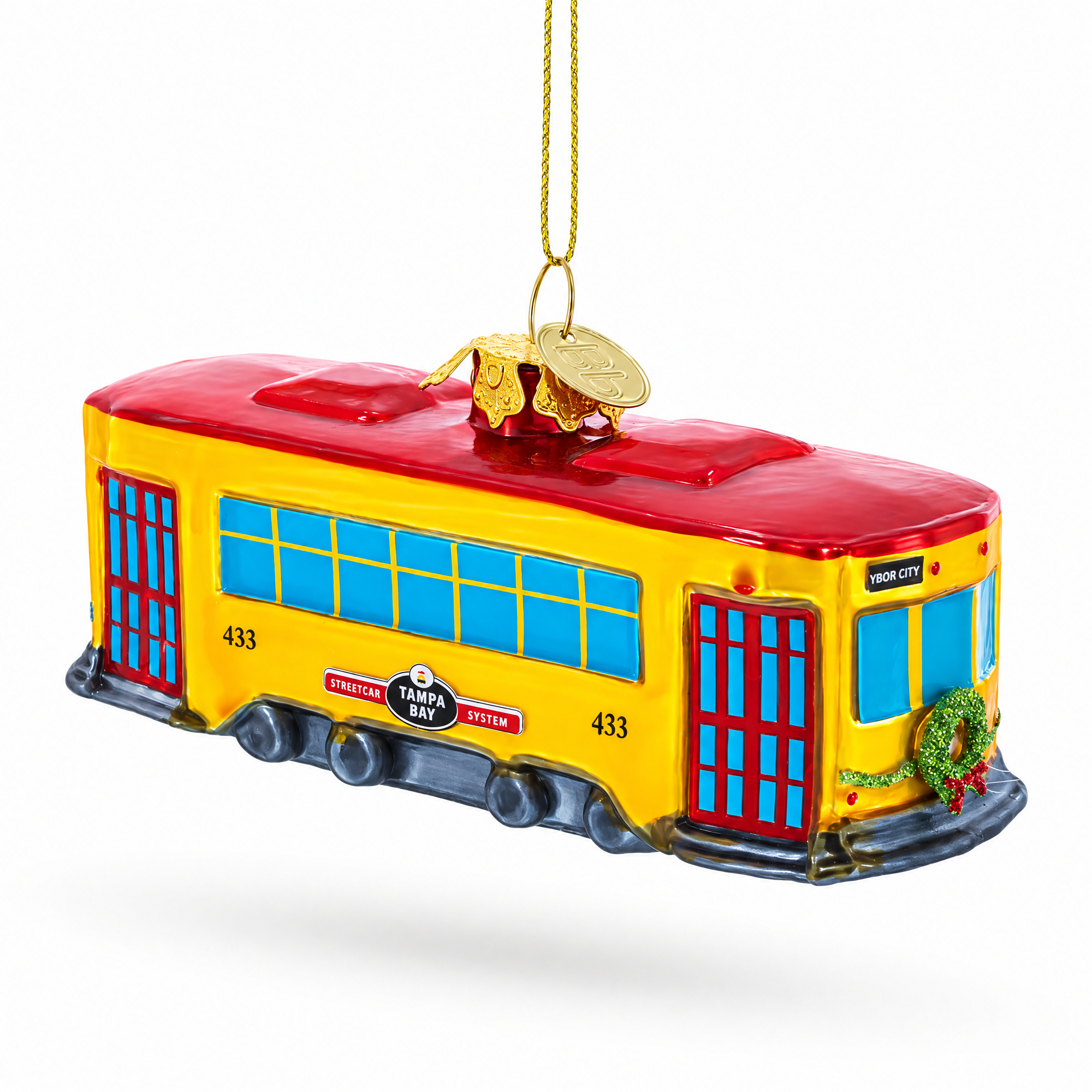 Vintage-Inspired Streetcar Glass Christmas Ornament