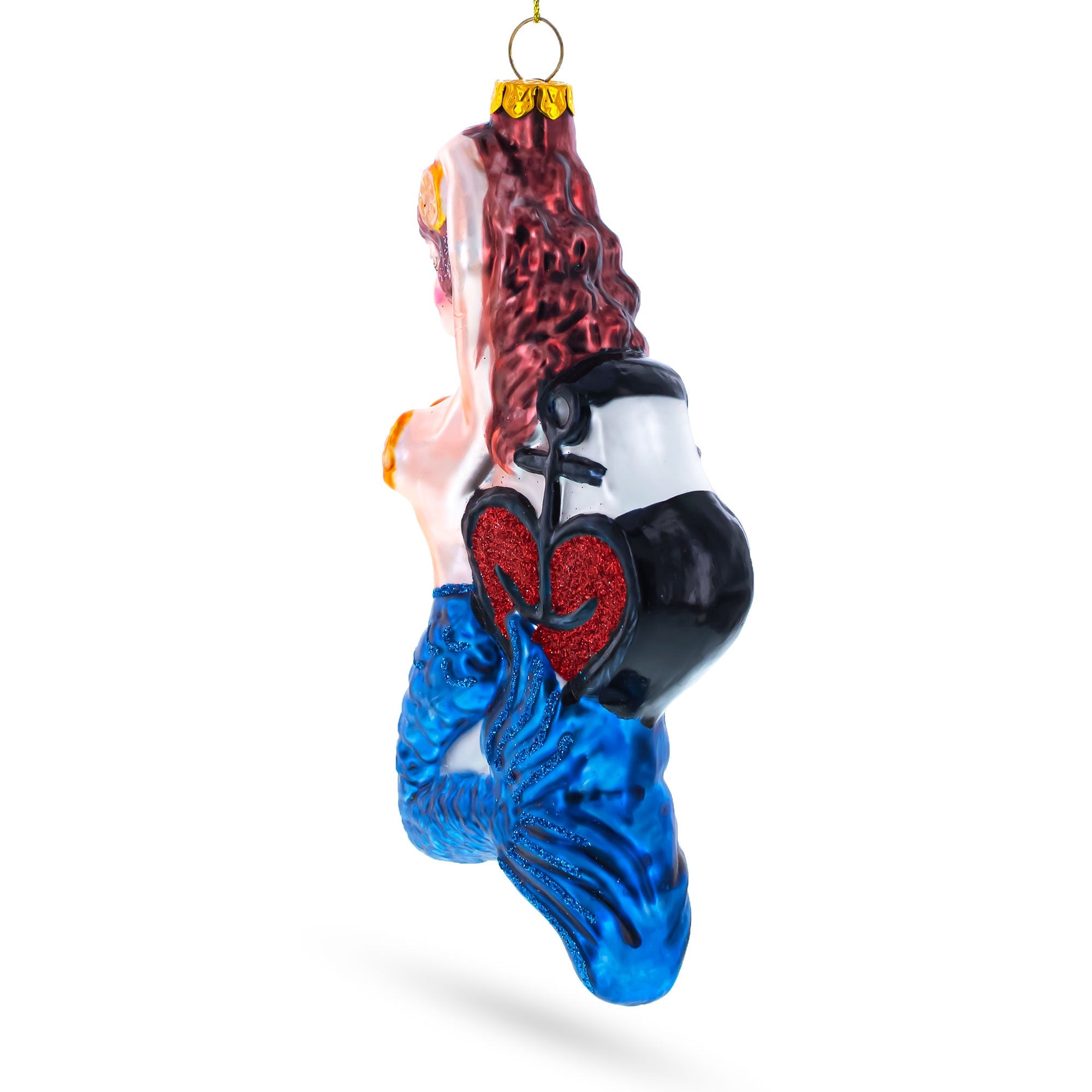 Mermaid Anchor Glass Christmas Ornament