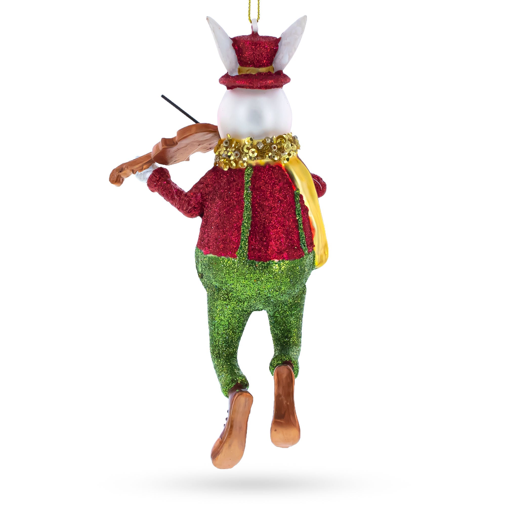 White Rabbit Alice's Adventures in Wonderland Glass Christmas Ornament