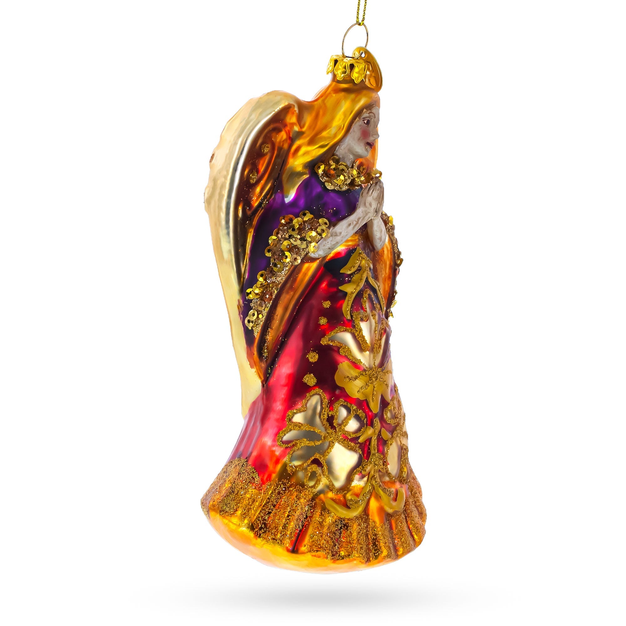 Praying Angel Glass Christmas Ornament