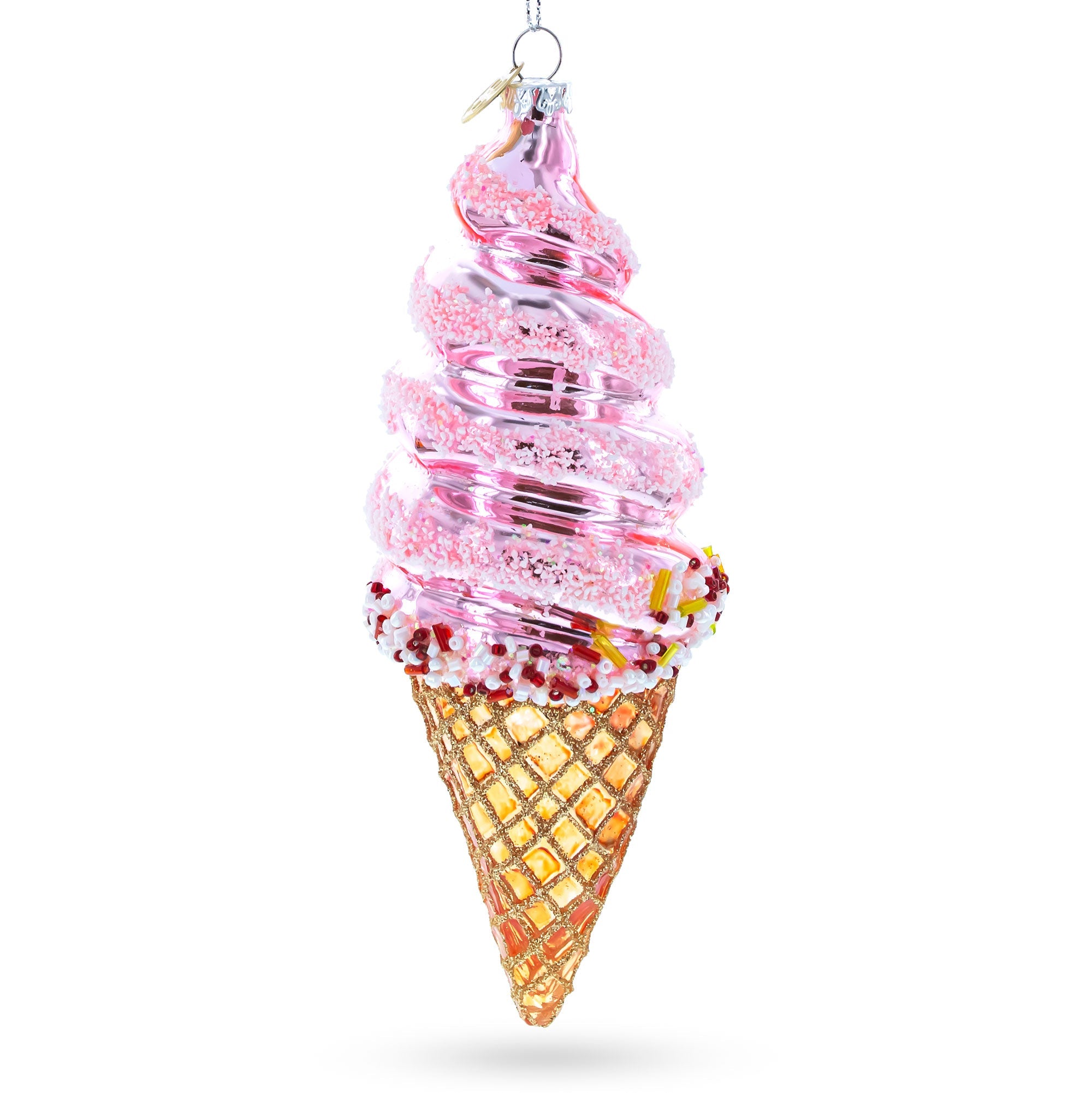Pink Ice Cream Glass Christmas Ornament