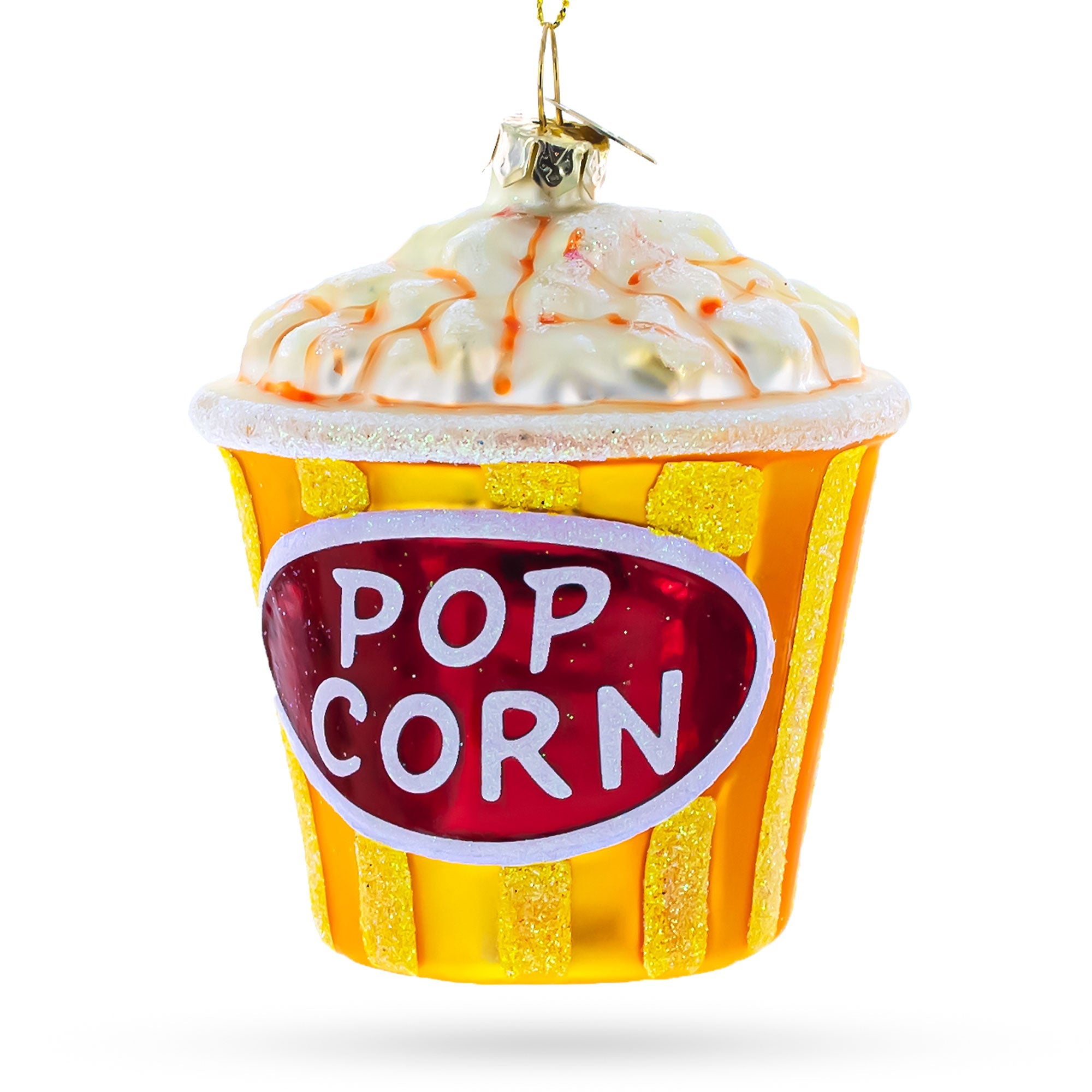 Popcorn Bucket Glass Christmas Ornament