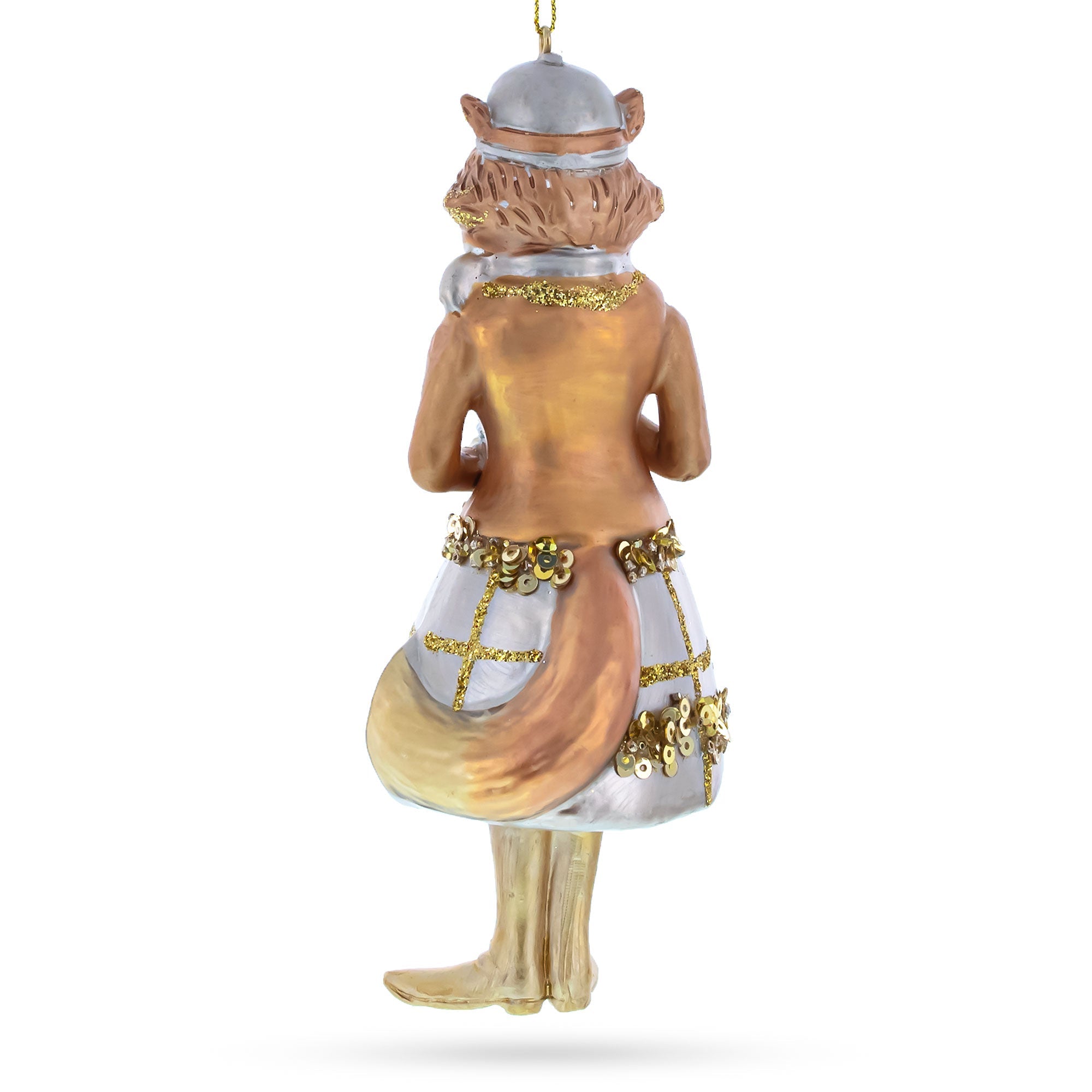 Fox with Binoculars Glass Christmas Ornament