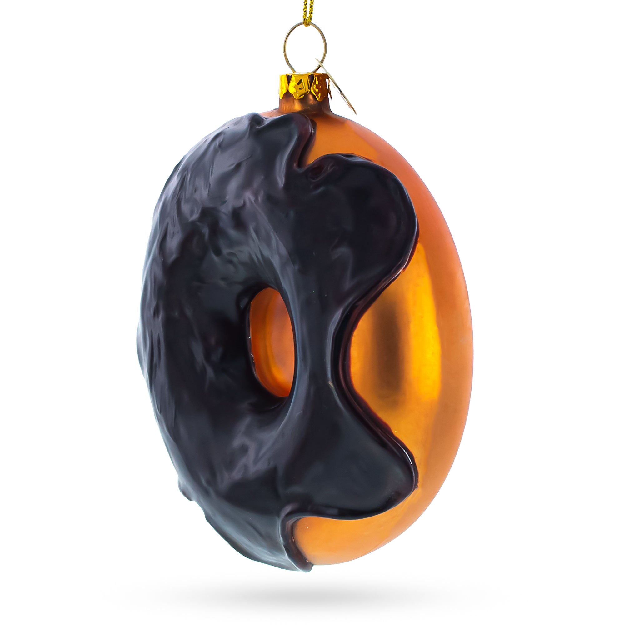 Chocolate Covered Donut Glass Christmas Ornament
