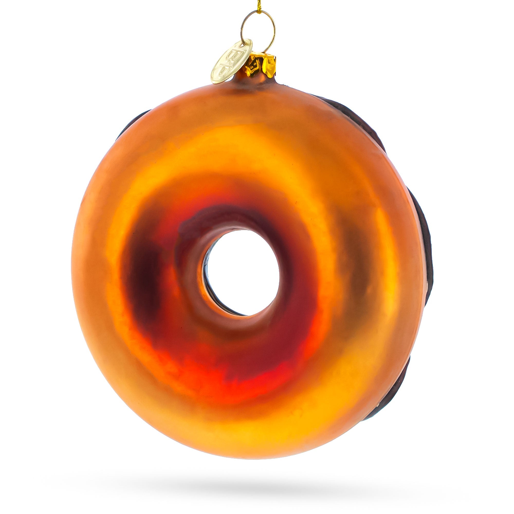 Chocolate Covered Donut Glass Christmas Ornament