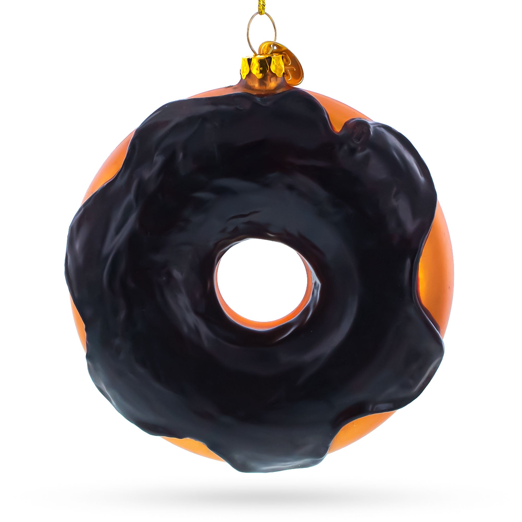 Chocolate Covered Donut Glass Christmas Ornament