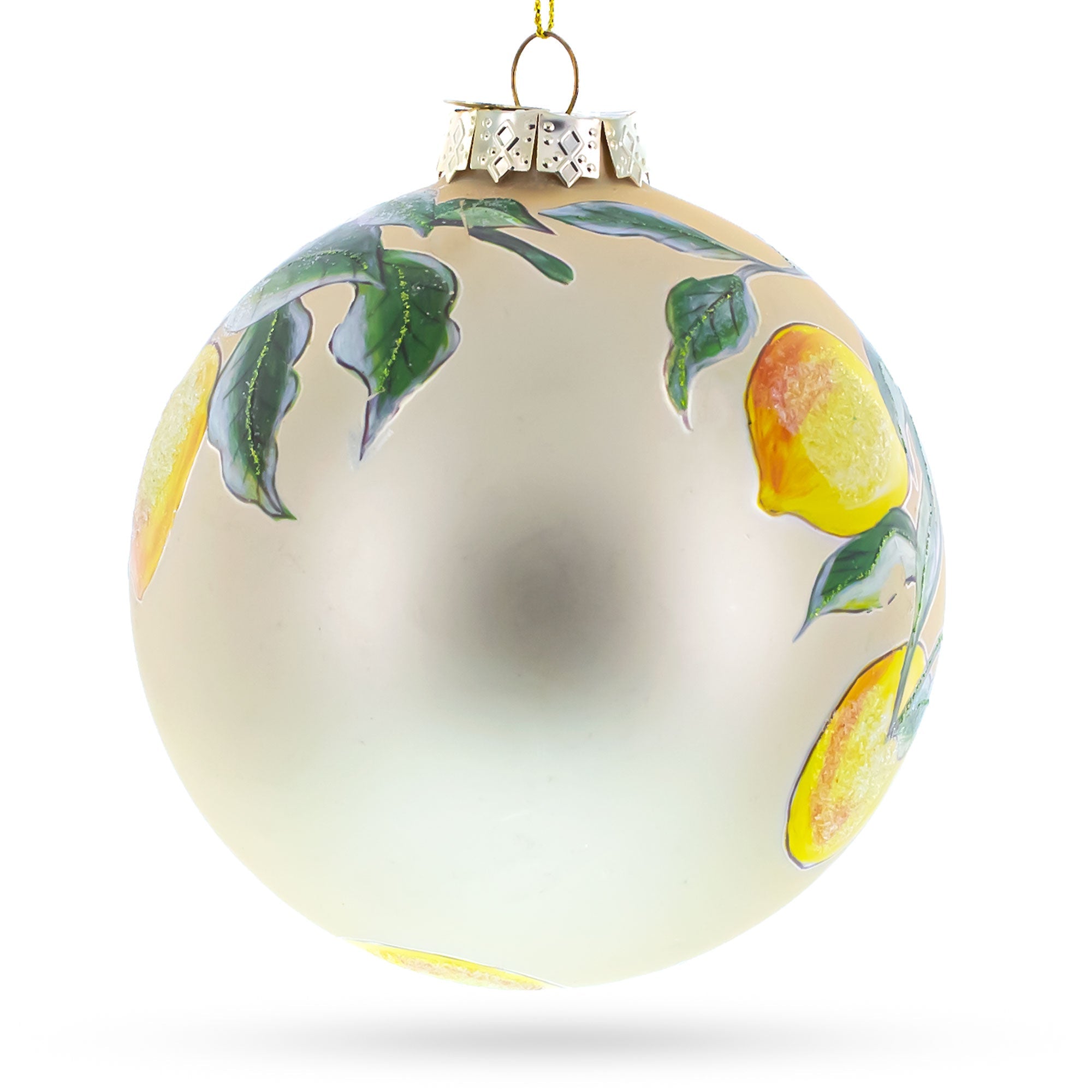 Lemons on a Tree Branch Glass Christmas Ornament