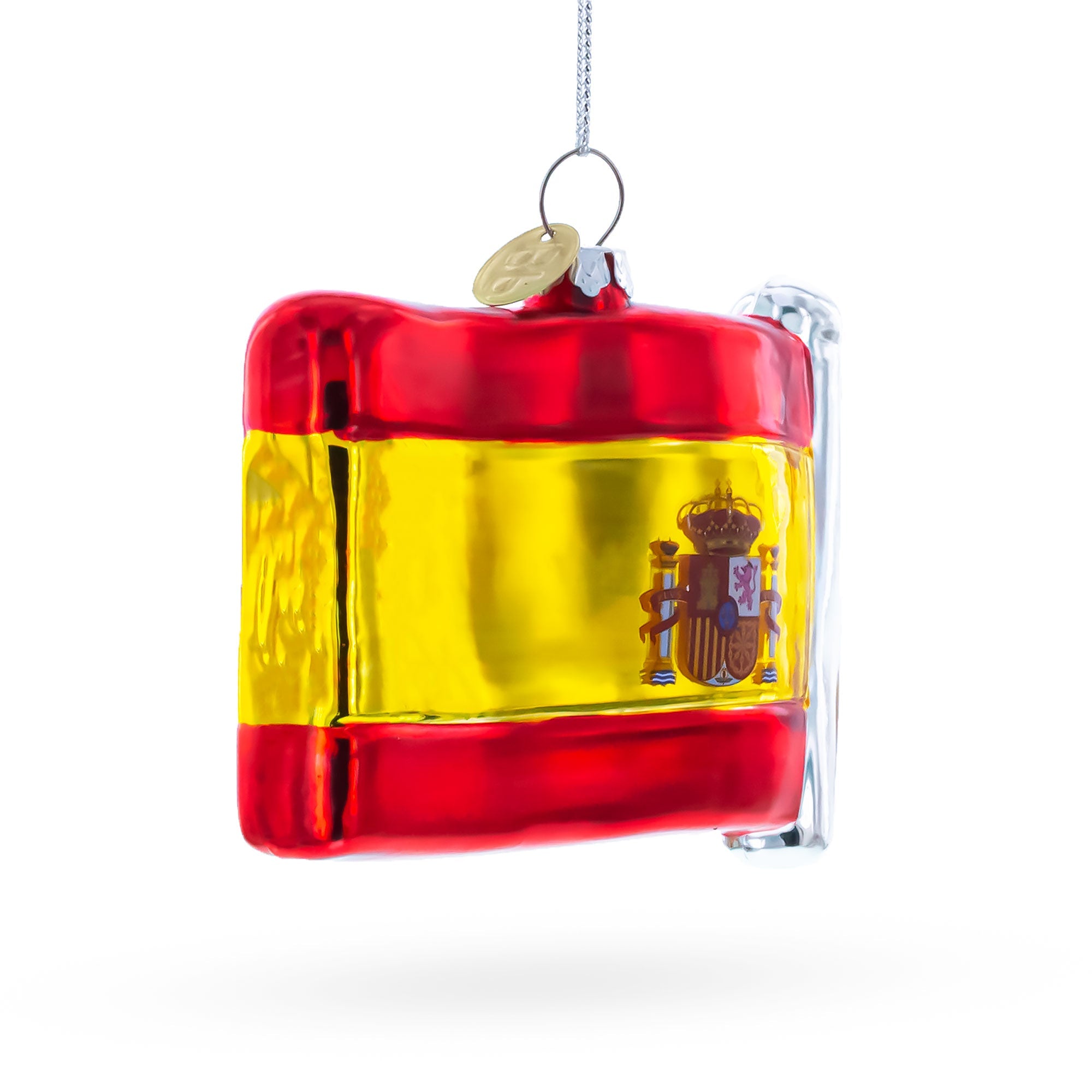 Waving Flag of Spain Glass Christmas Ornament