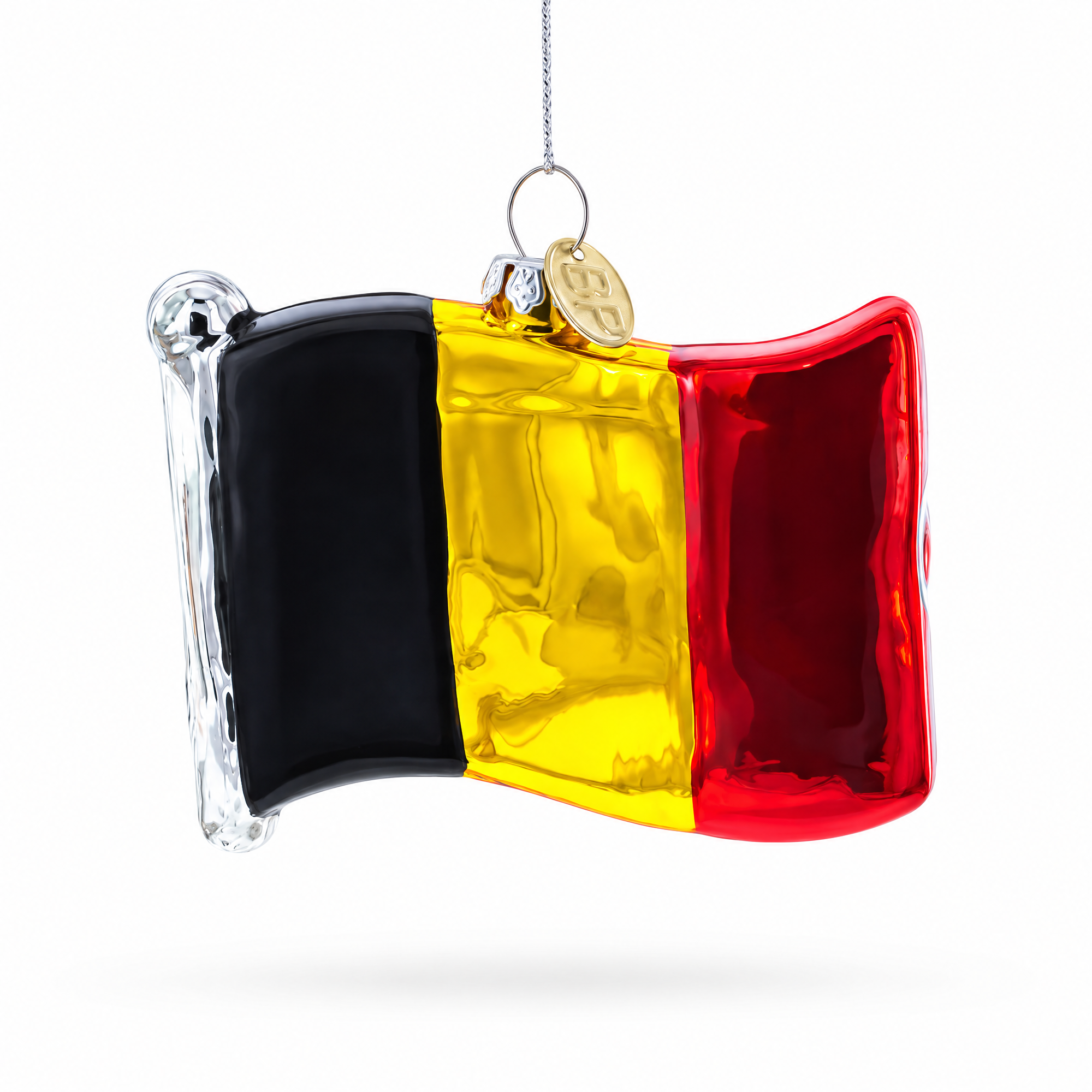 Waving Flag of Belgium Glass Christmas Ornament