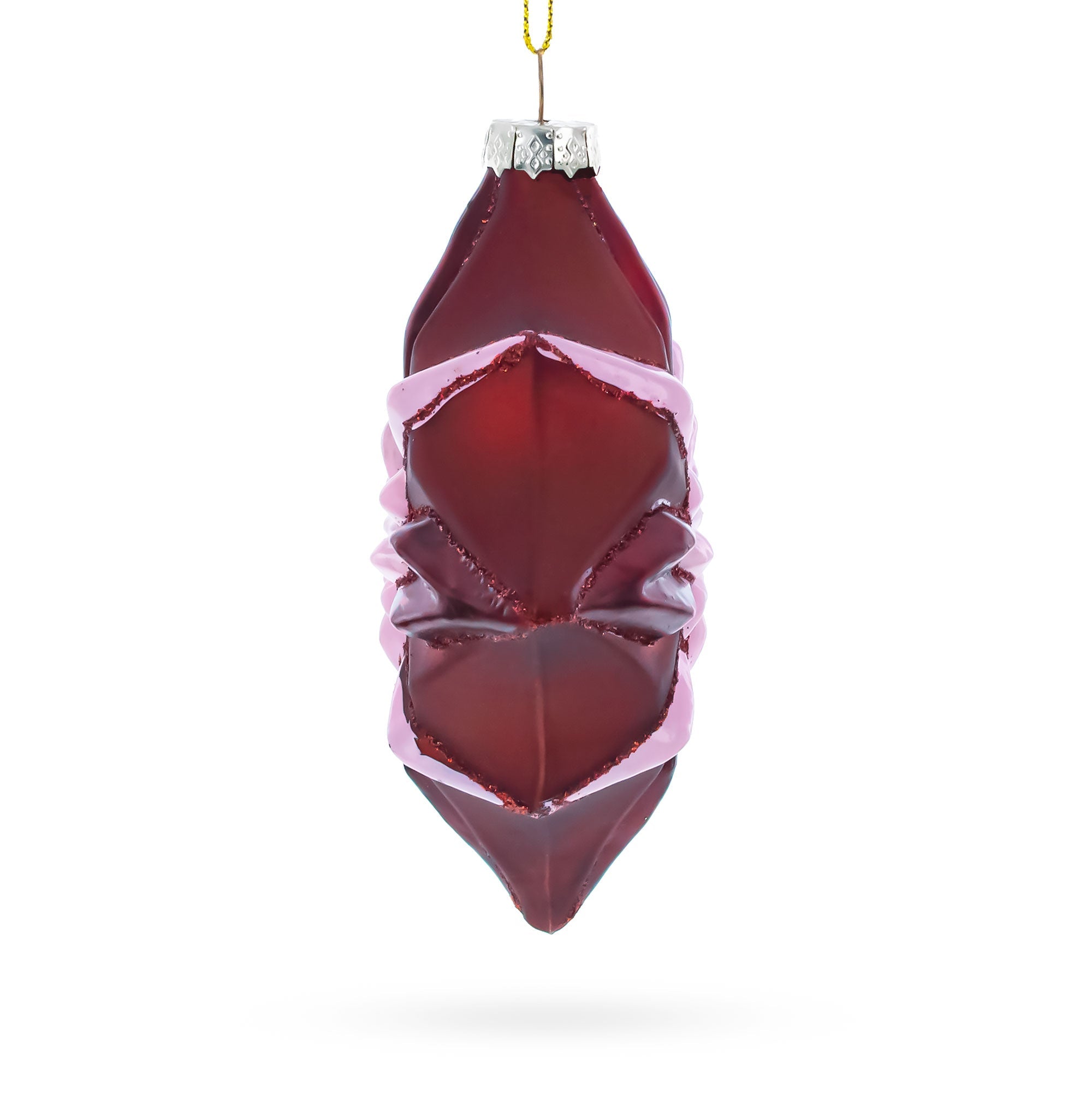Red Starburst with Beaded Hanger Accent Glass Christmas Ornament