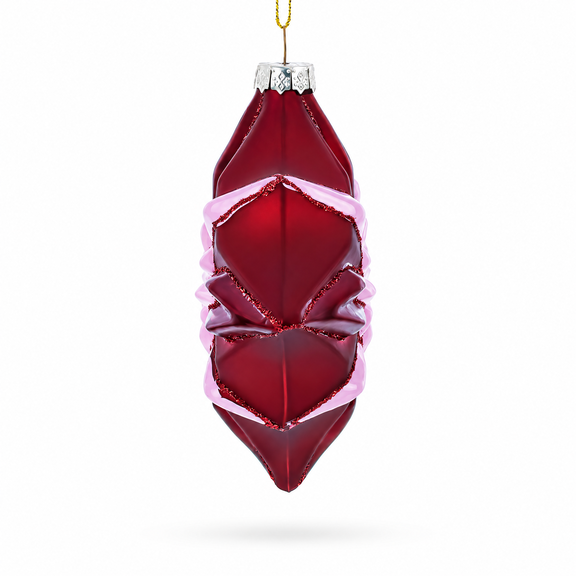 Red Starburst with Beaded Hanger Accent Glass Christmas Ornament