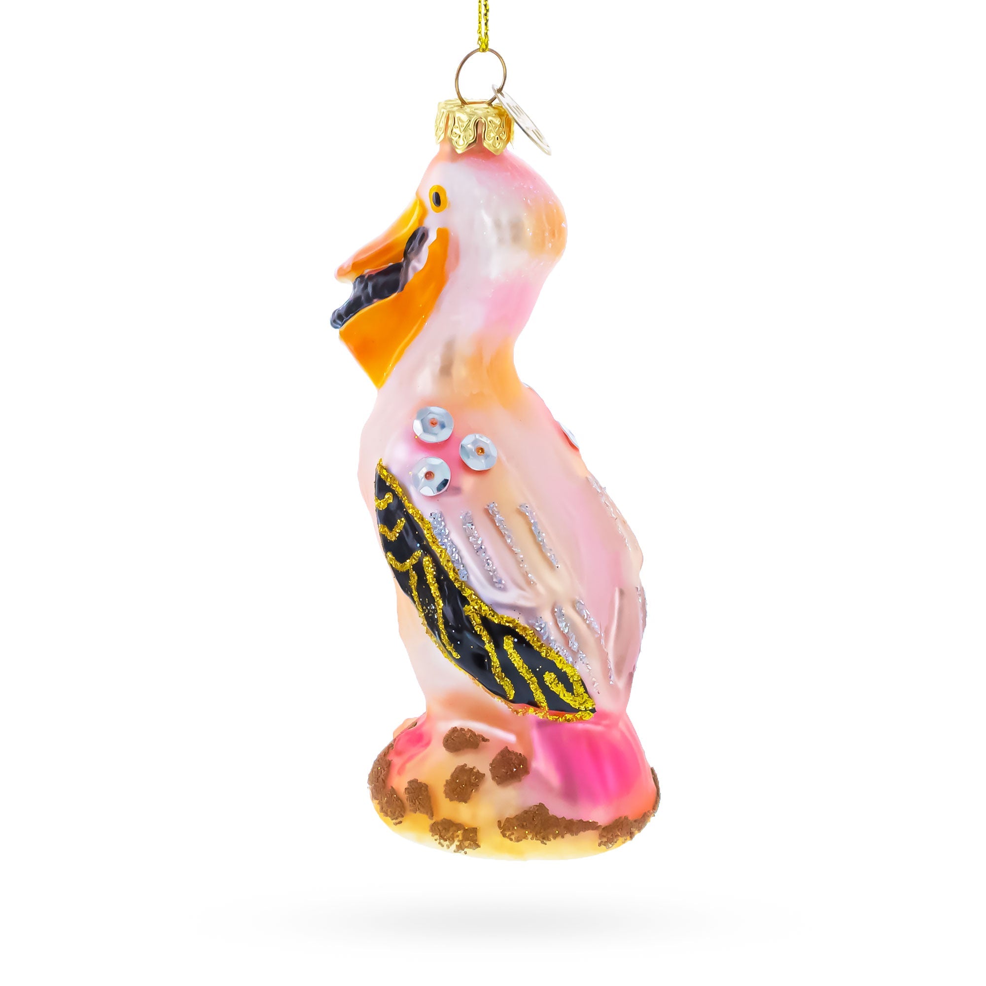 Standing Pelican Glass Christmas Ornament
