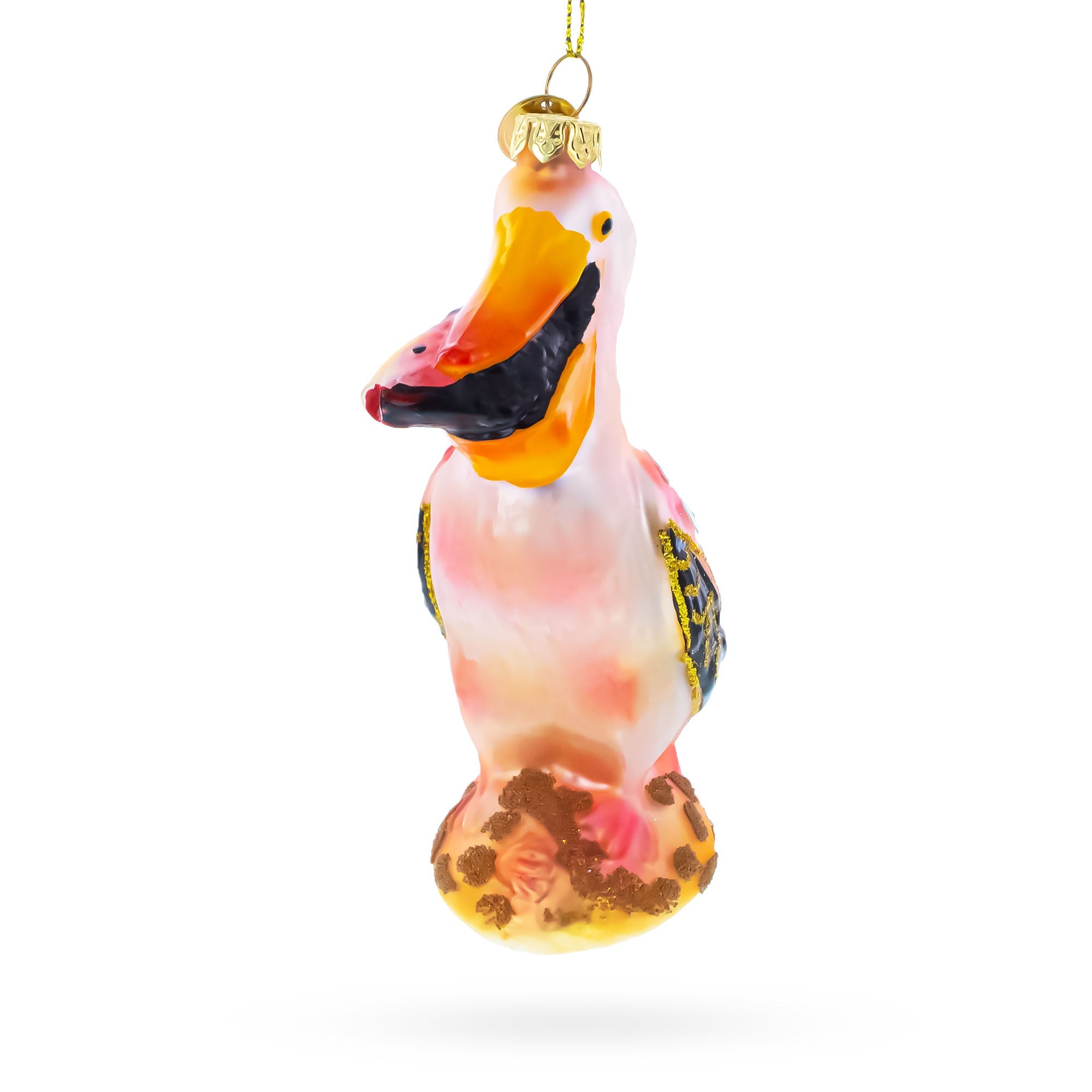 Standing Pelican Glass Christmas Ornament