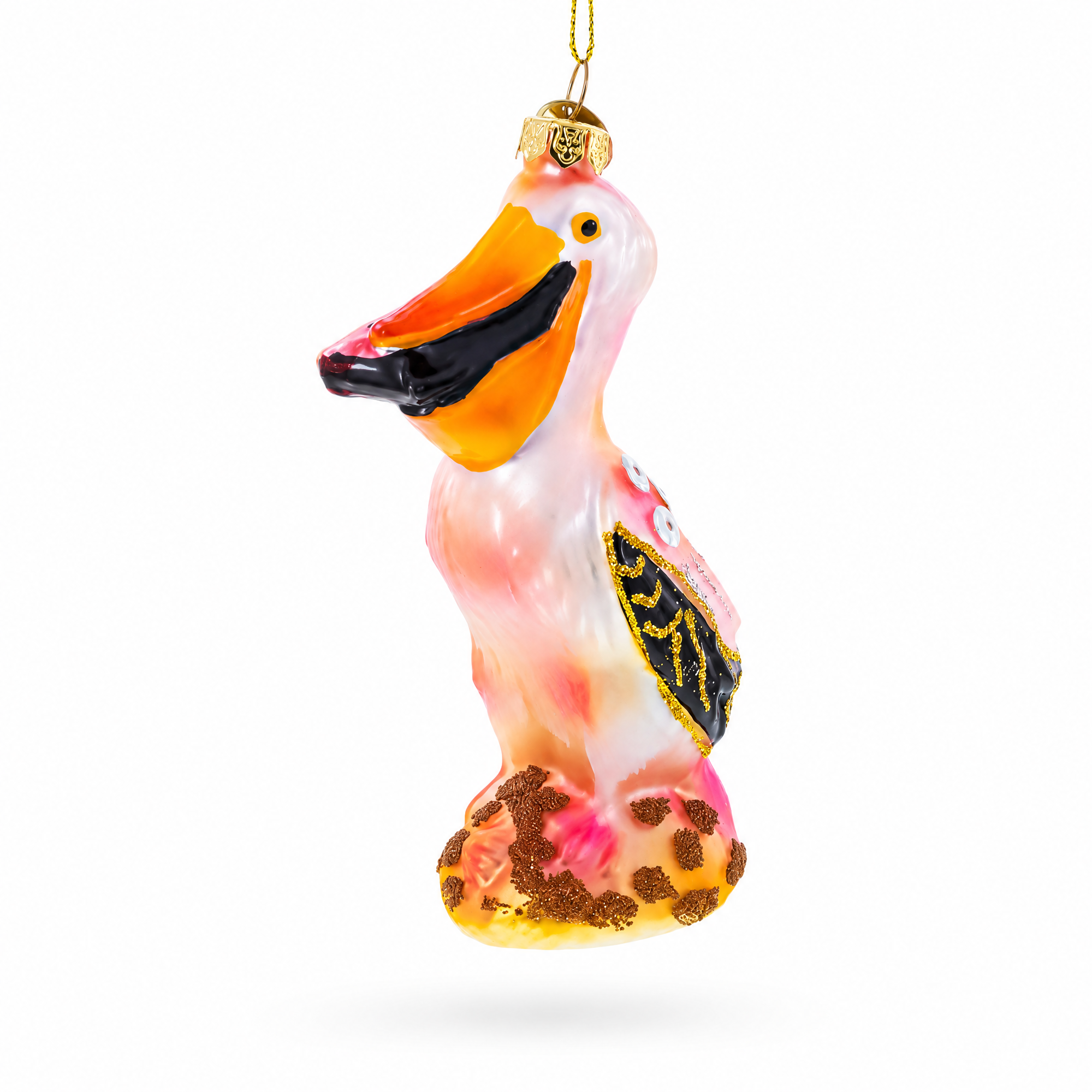 Standing Pelican Glass Christmas Ornament