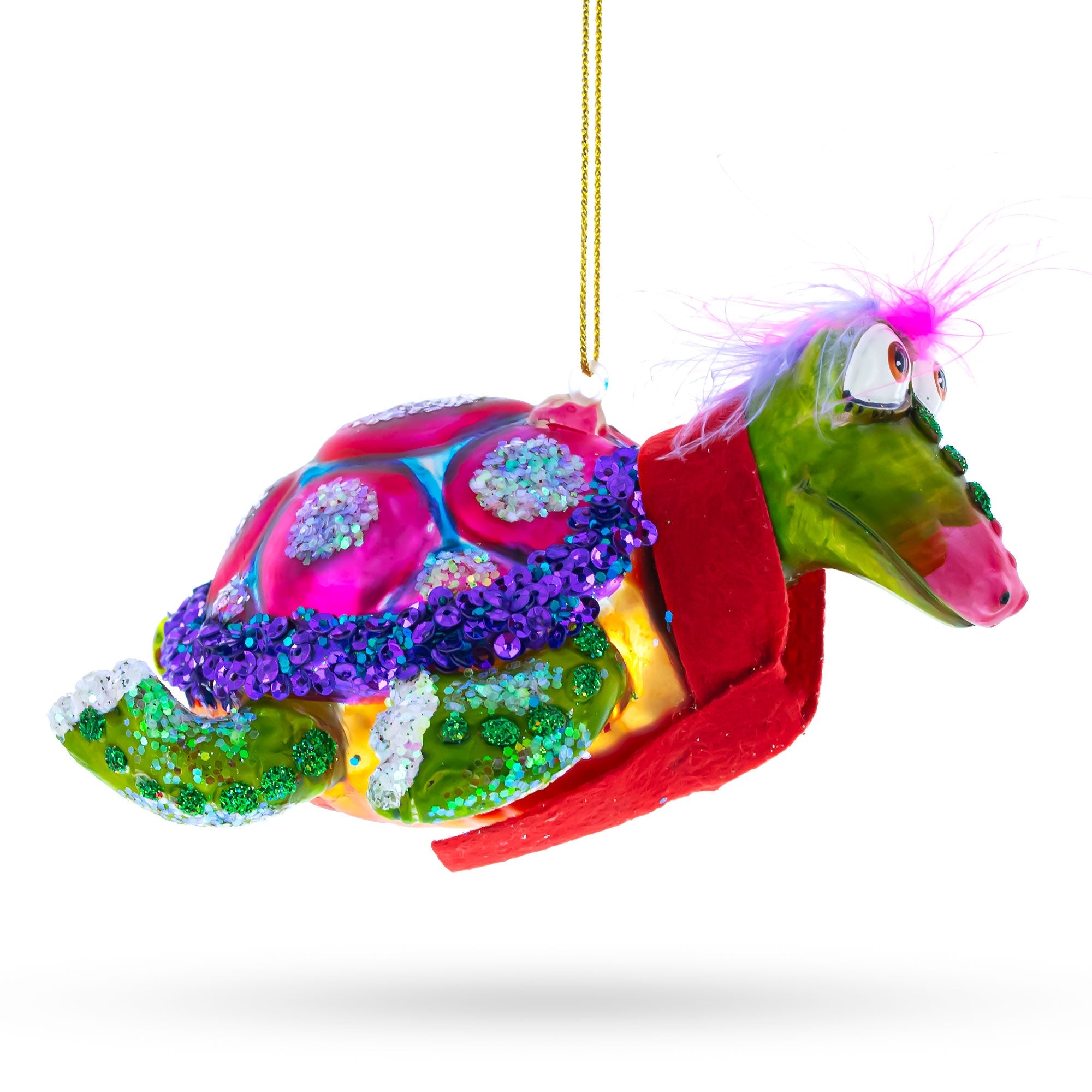 Mrs. Sea Turtle Glass Christmas Ornament