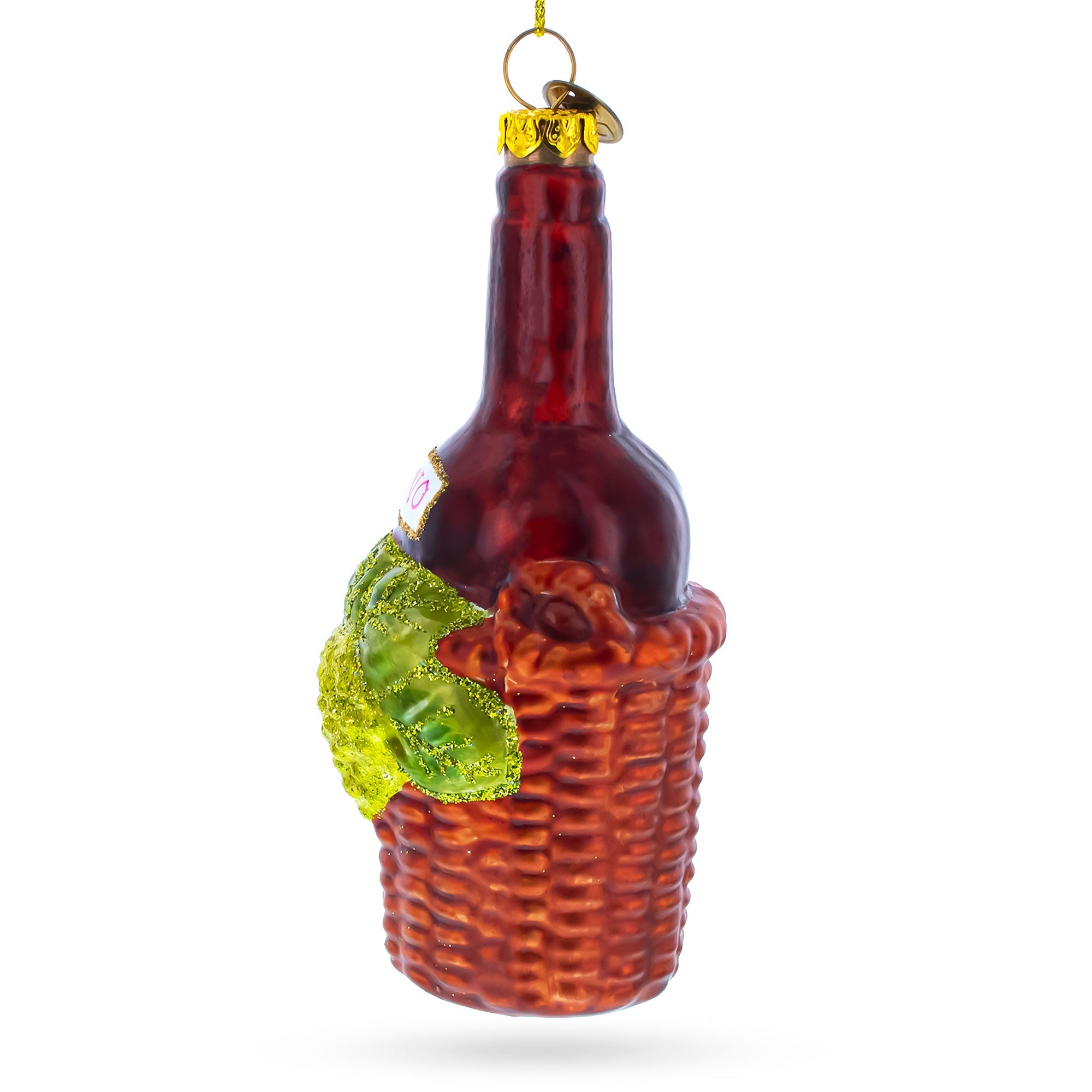 Red Wine Bottle Glass Christmas Ornament