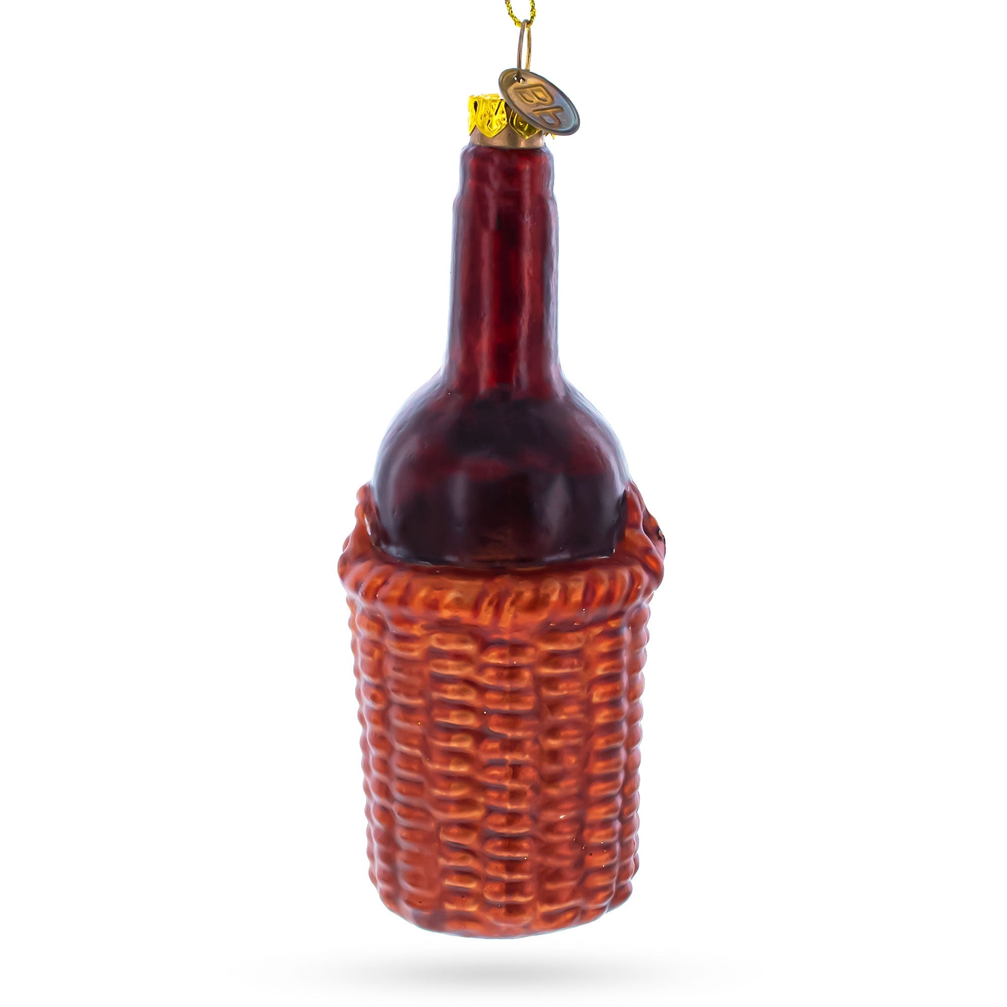 Red Wine Bottle Glass Christmas Ornament