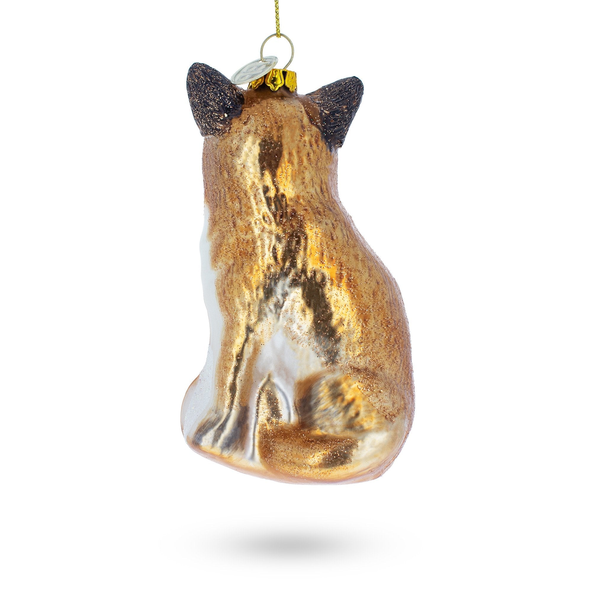 Mother and Baby Fox Glass Christmas Ornament