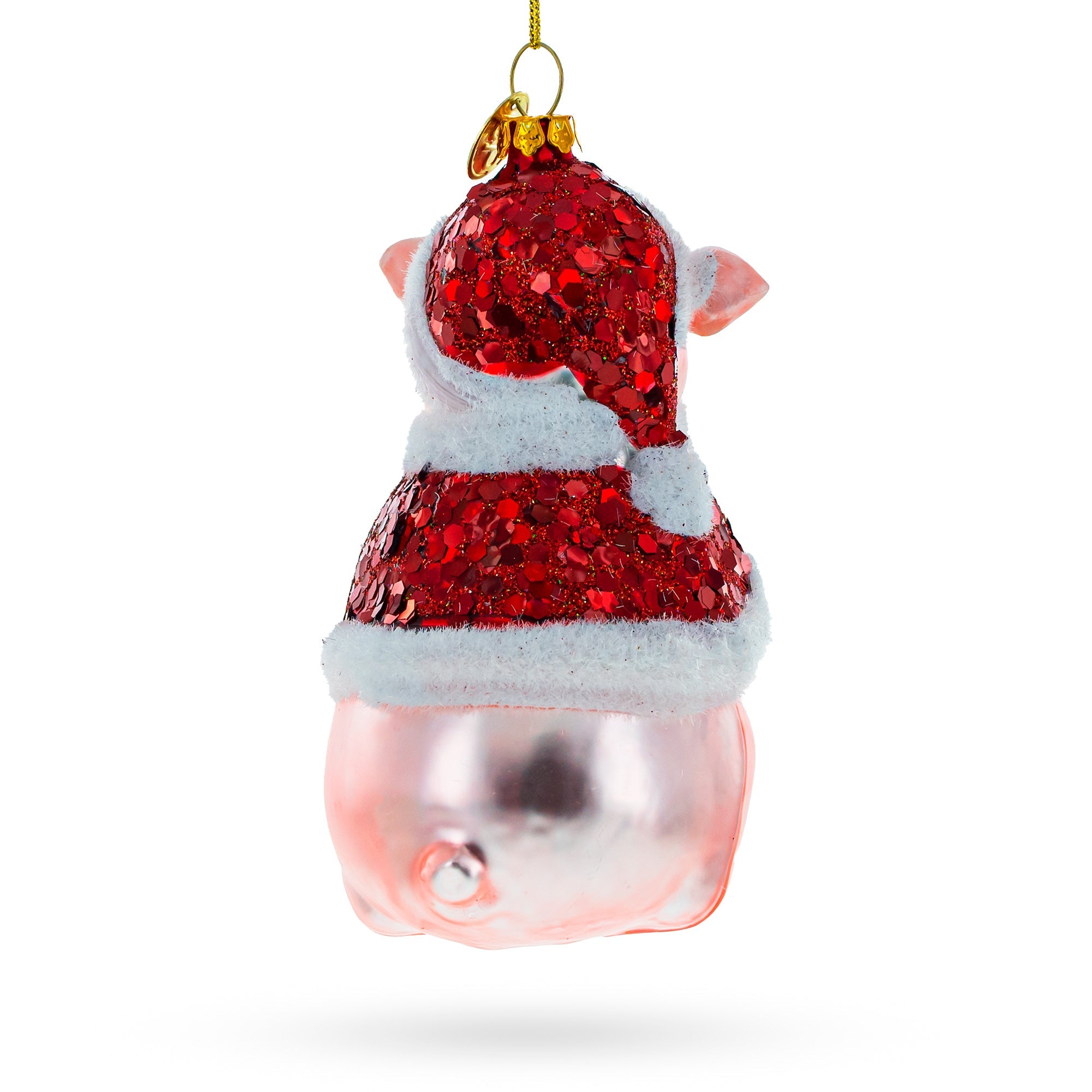 Pig in Santa Outfit Glass Christmas Ornament