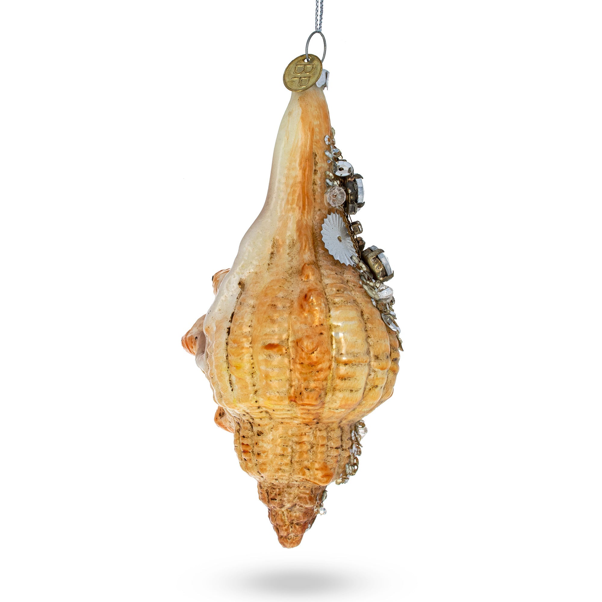Glittered Seashell Glass Christmas Ornament