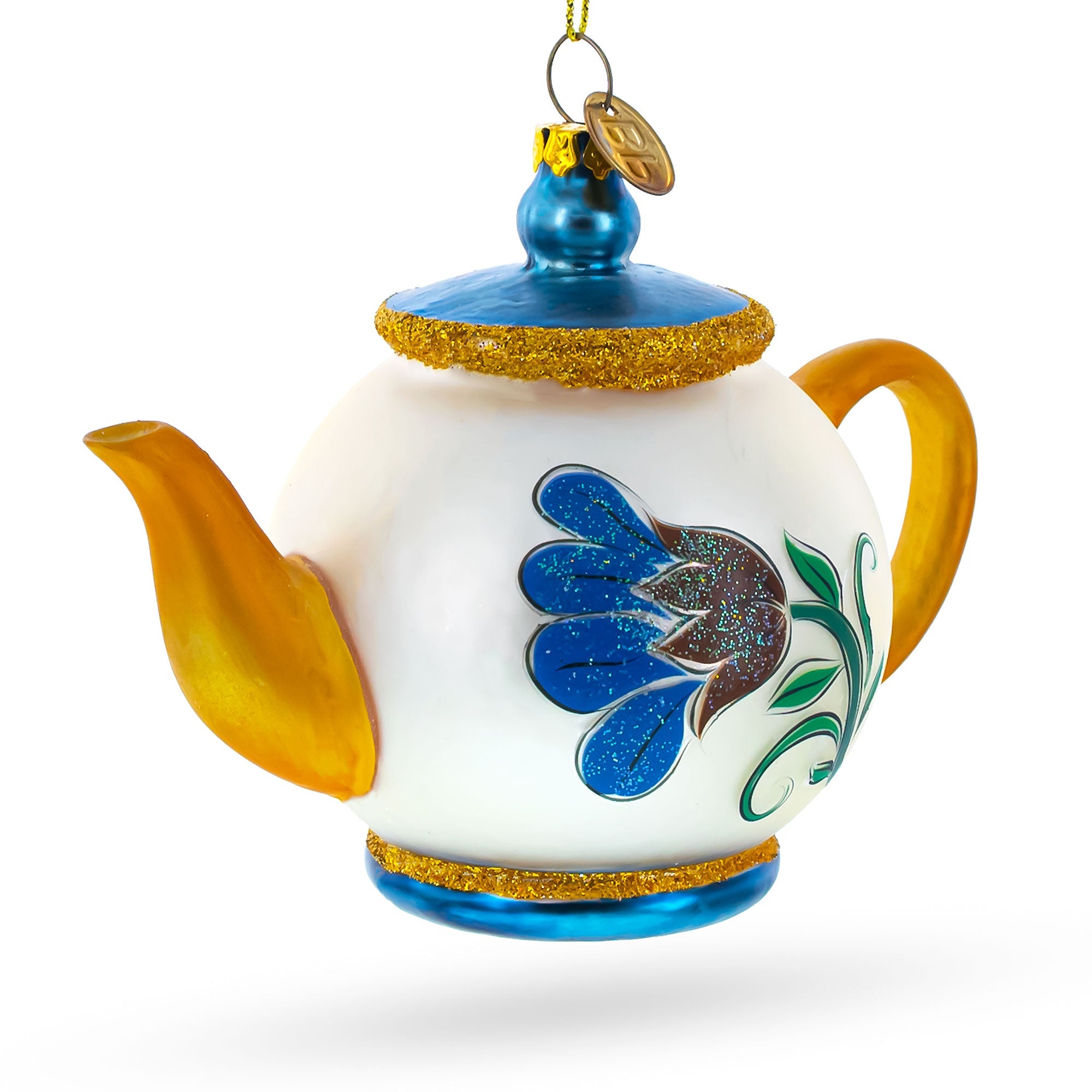 Decorated Teapot Glass Christmas Ornament