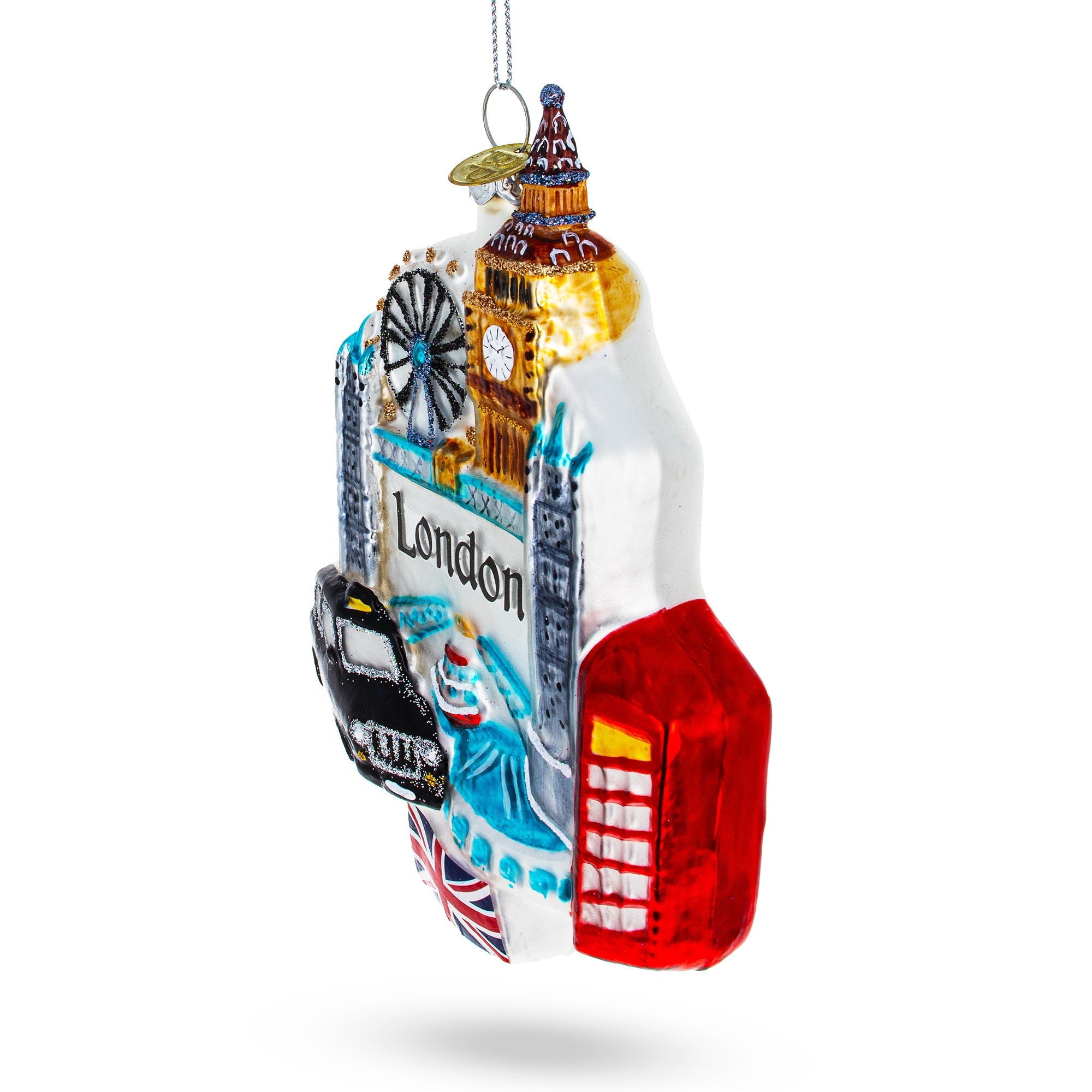 London Attractions, United Kingdom Glass Christmas Ornament