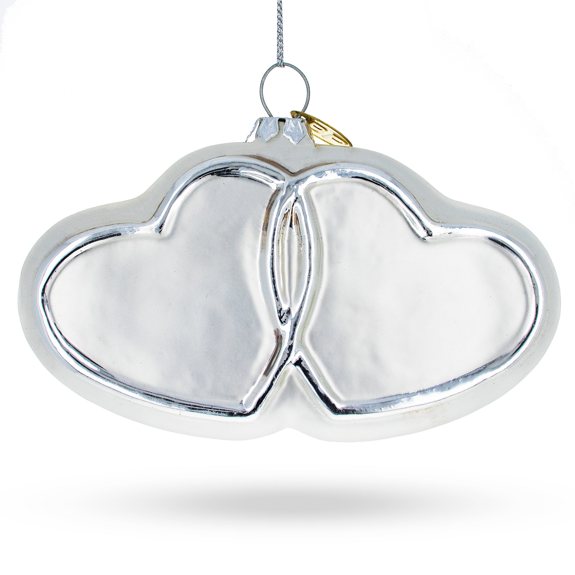 Linked Silver Hearts Glass Christmas Ornament