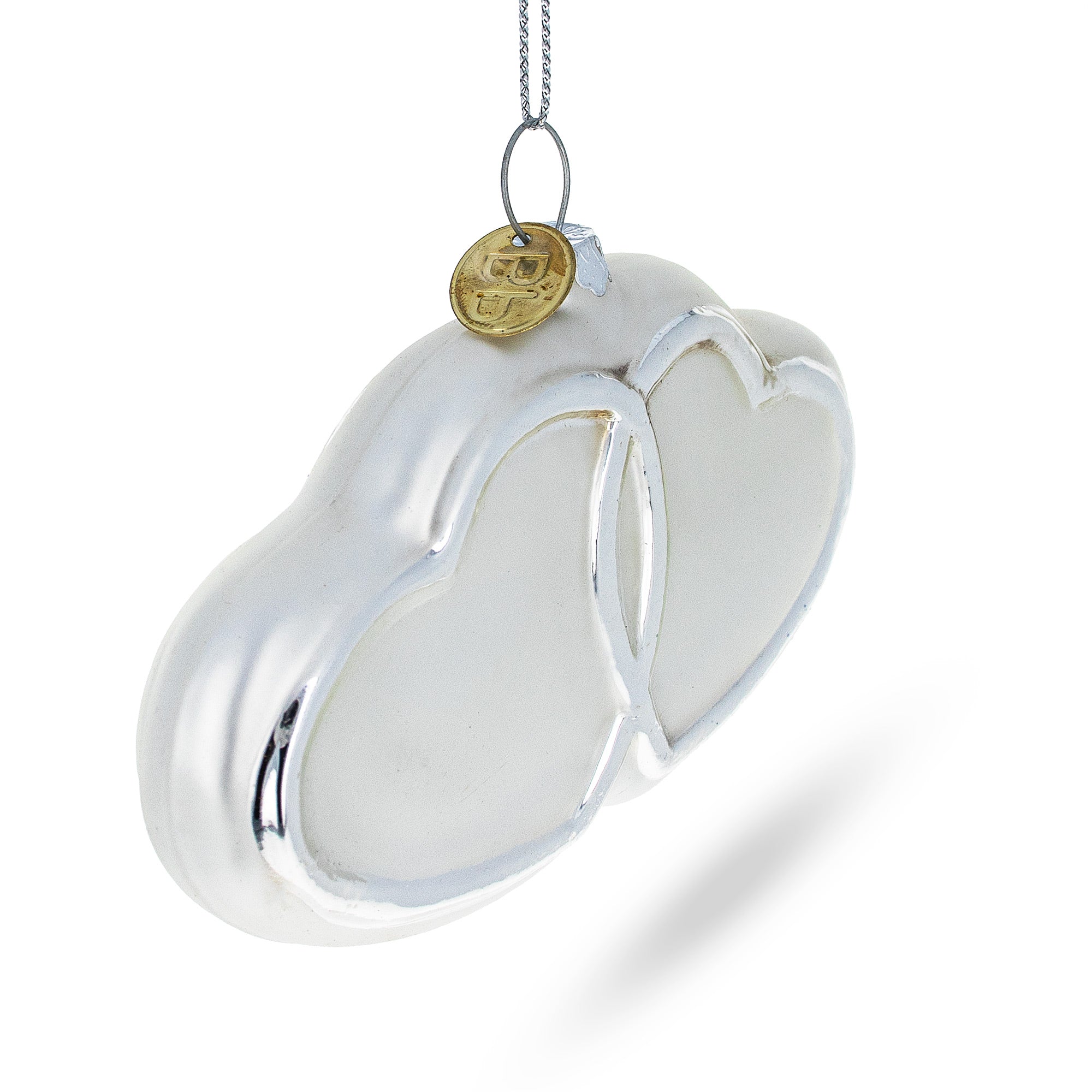 Linked Silver Hearts Glass Christmas Ornament