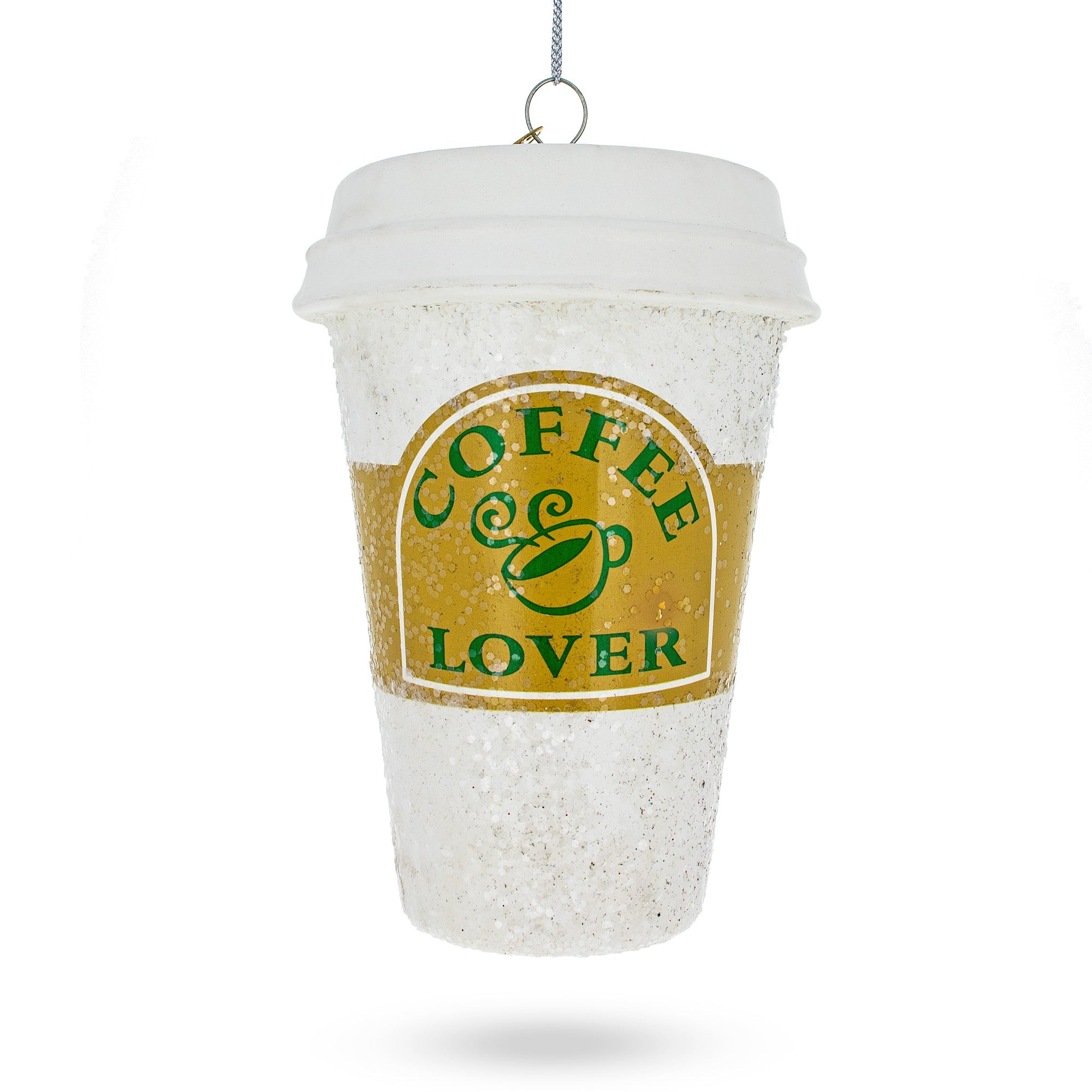 Coffee Lover's Cup Glass Christmas Ornament