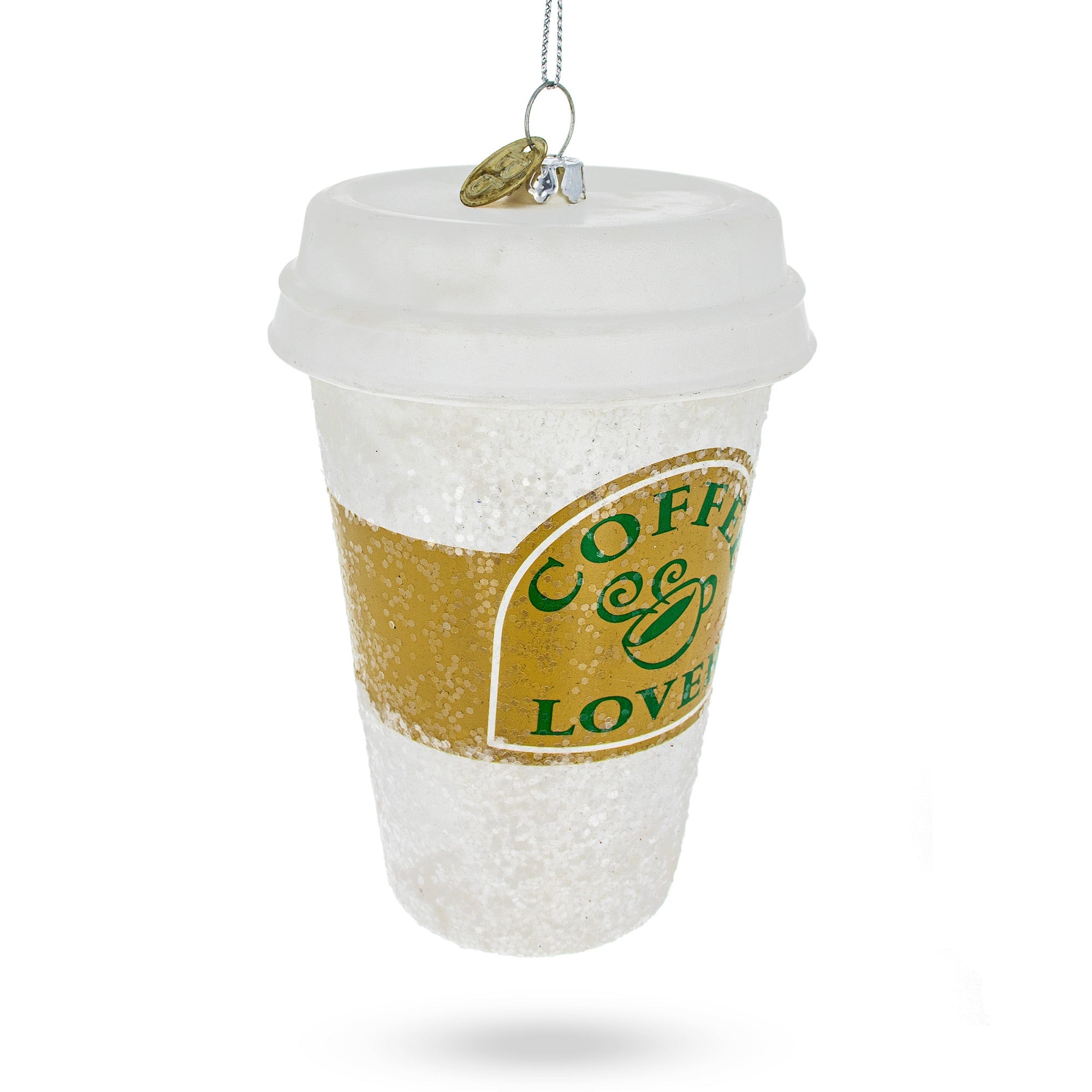 Coffee Lover's Cup Glass Christmas Ornament