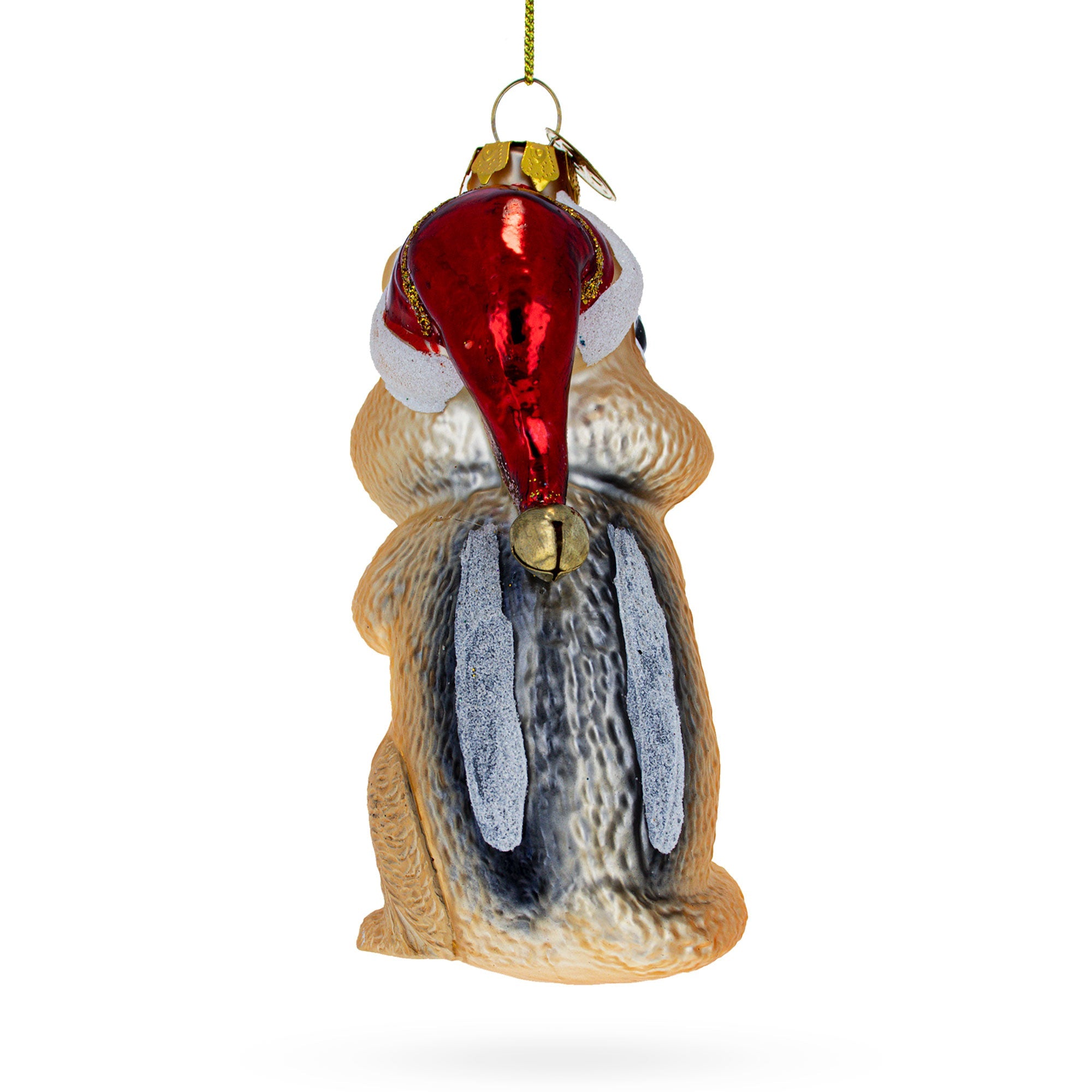 Chipmunk with Candy Glass Christmas Ornament