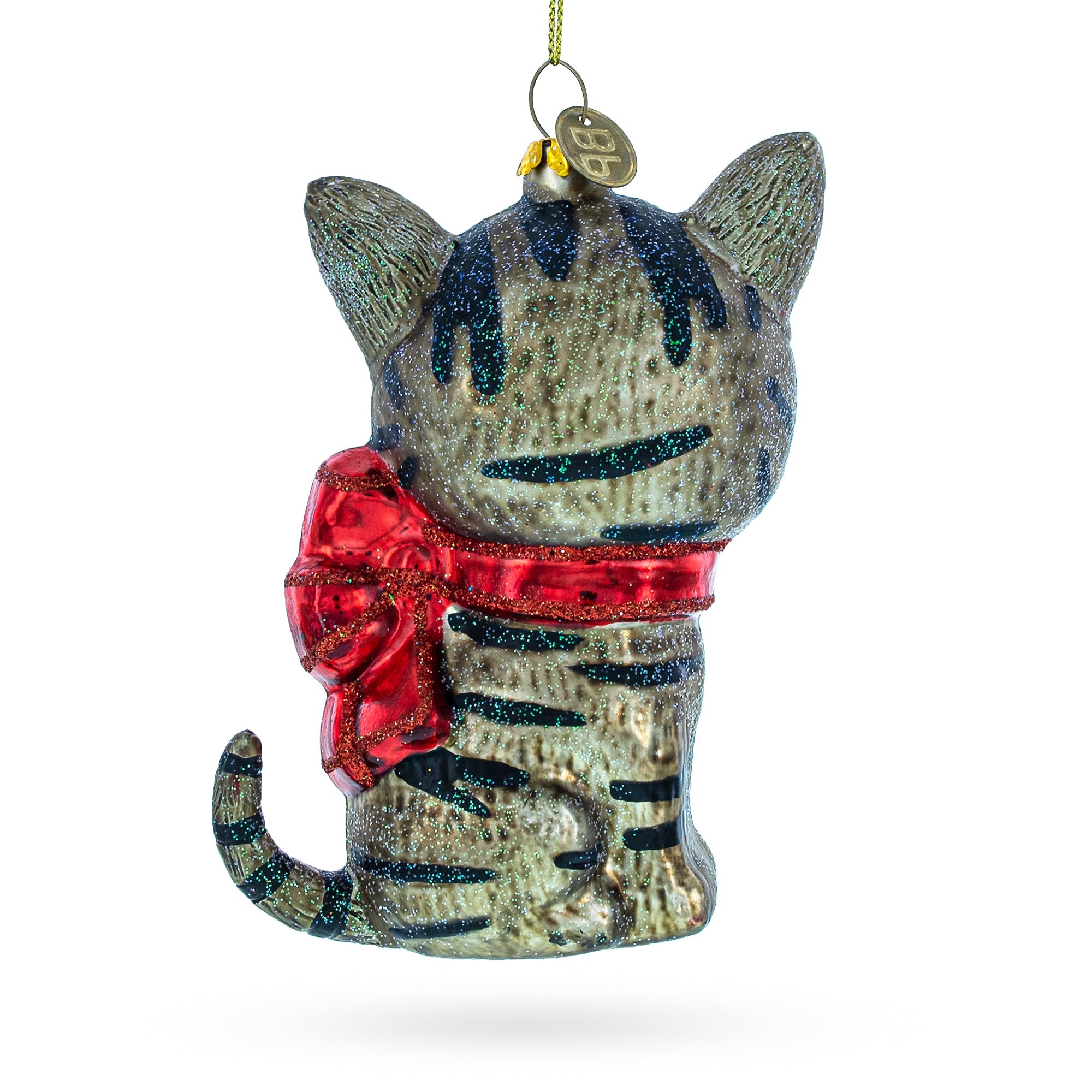 Blue-Eyed Cat Glass Christmas Ornament