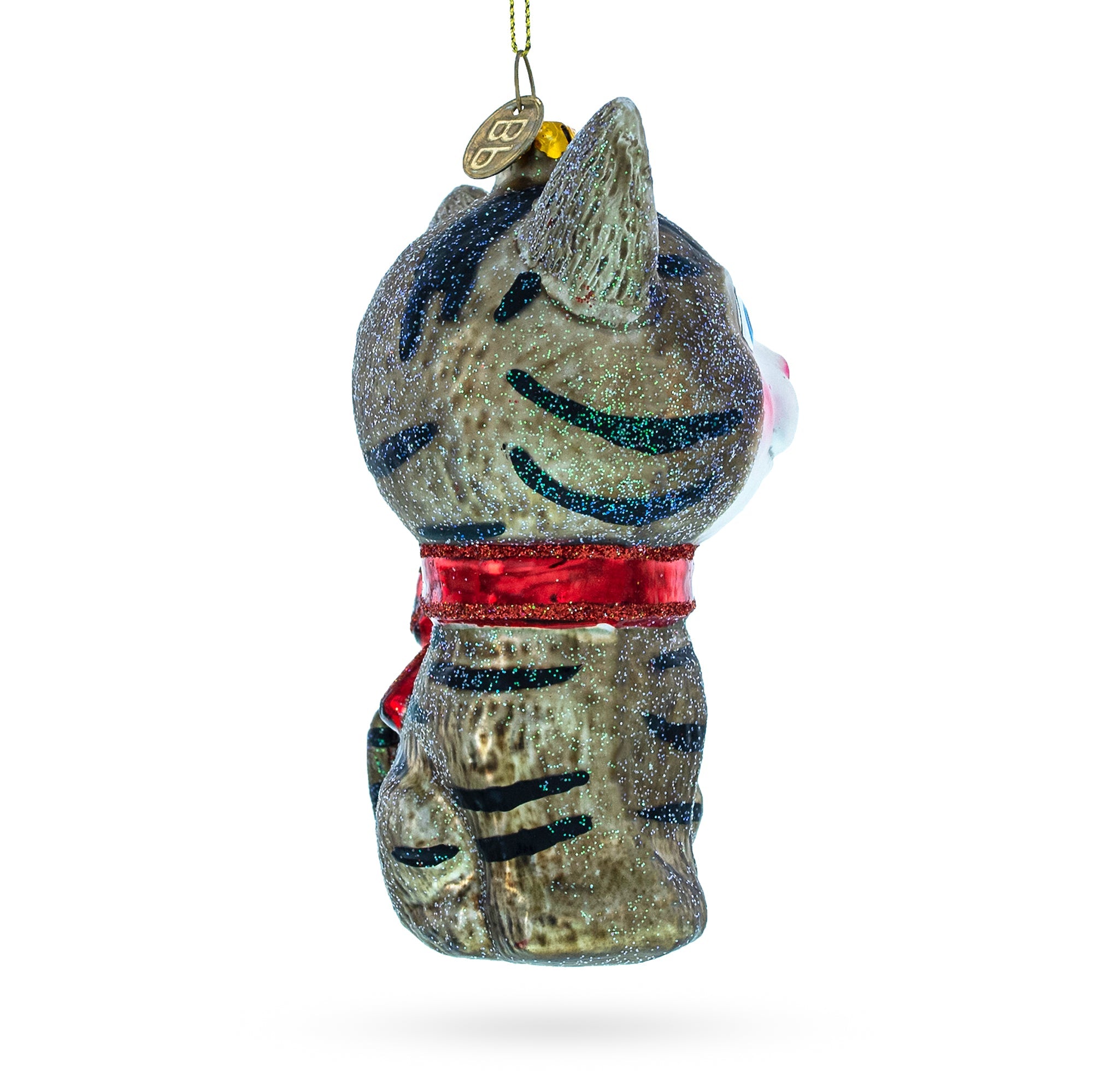Blue-Eyed Cat Glass Christmas Ornament