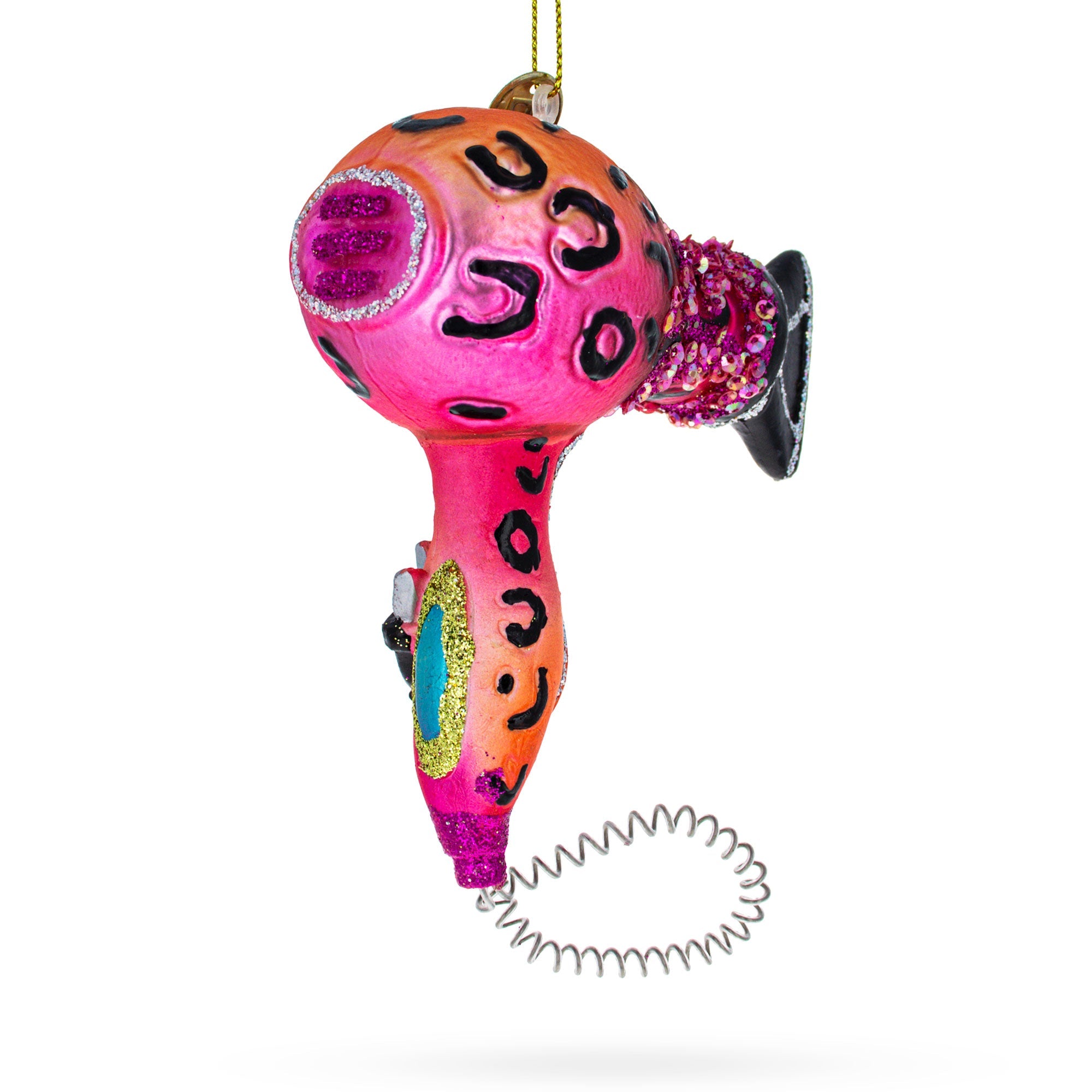 Sleek Hair Dryer Glass Christmas Ornament