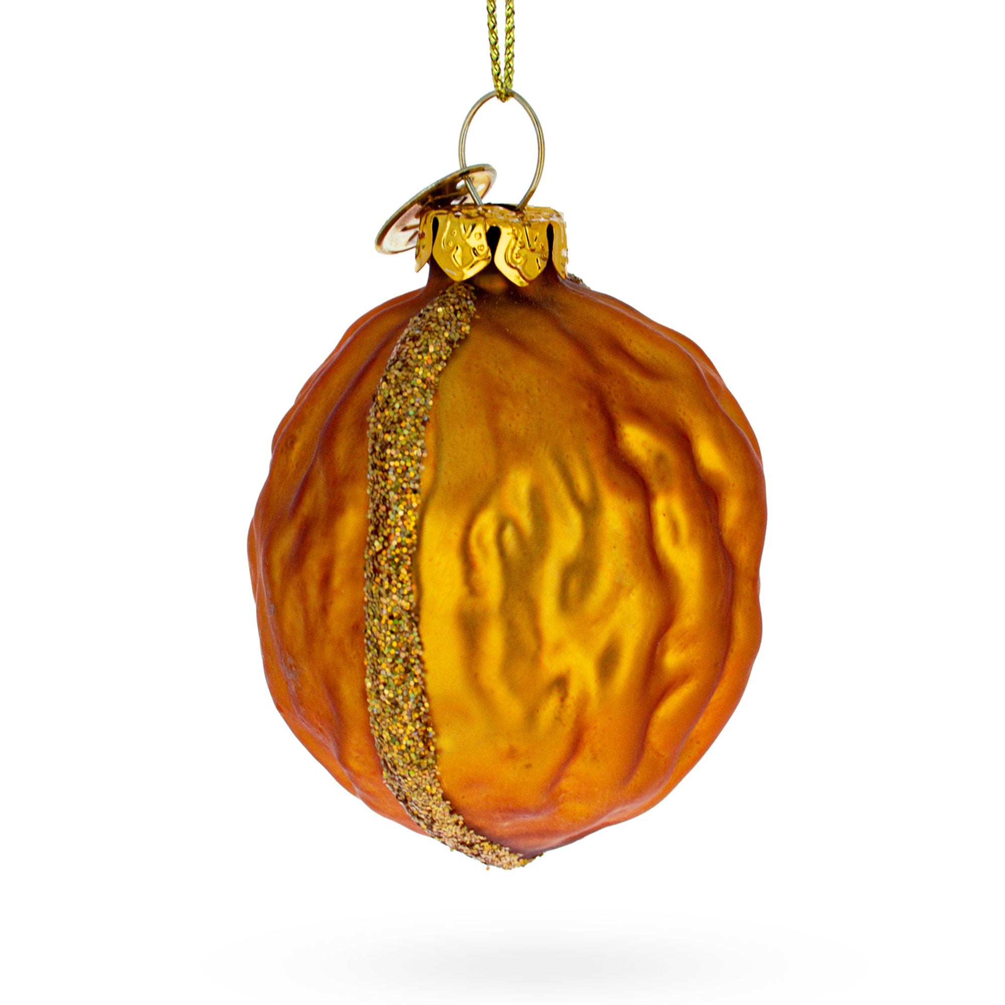 Glittered Walnut Glass Christmas Ornament