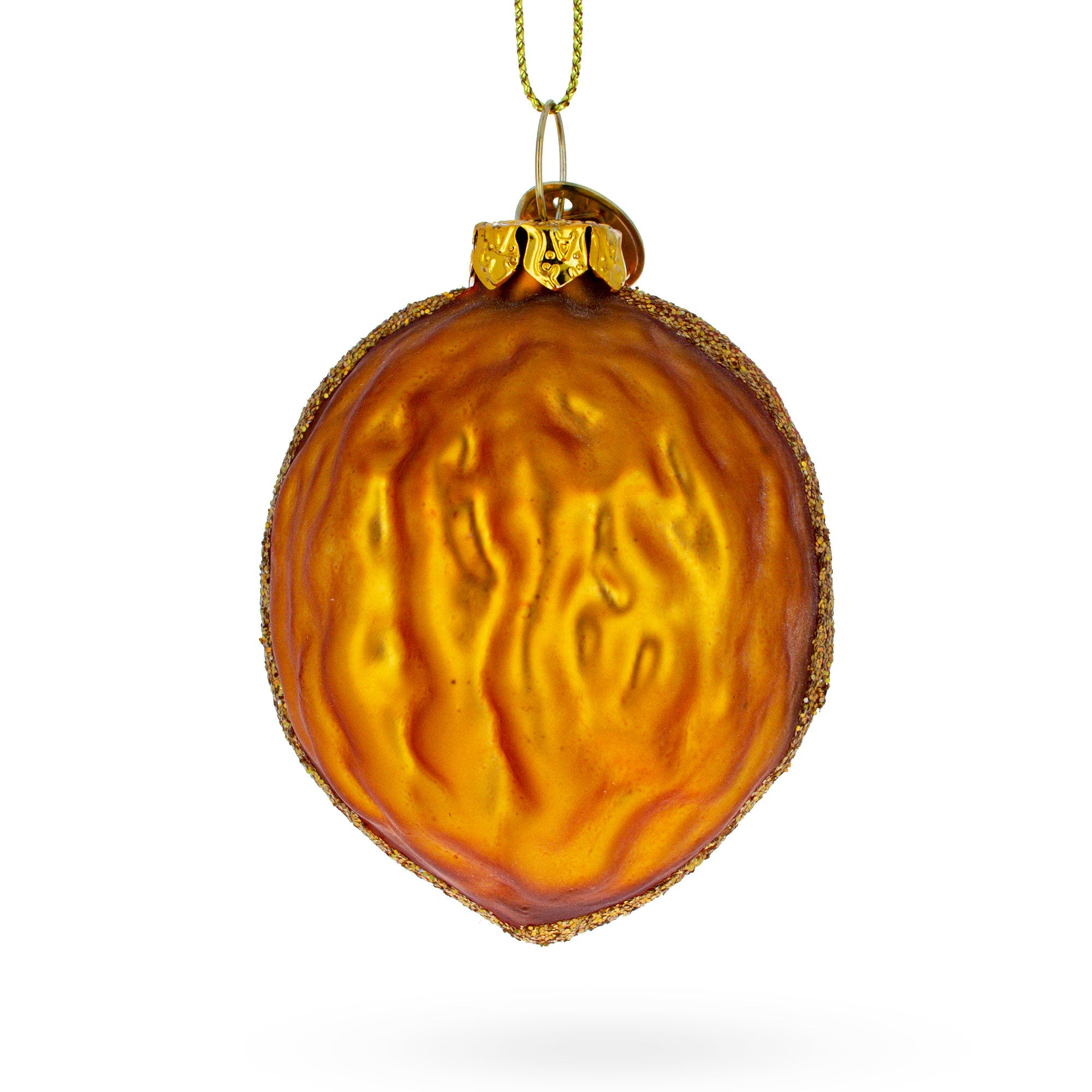 Glittered Walnut Glass Christmas Ornament