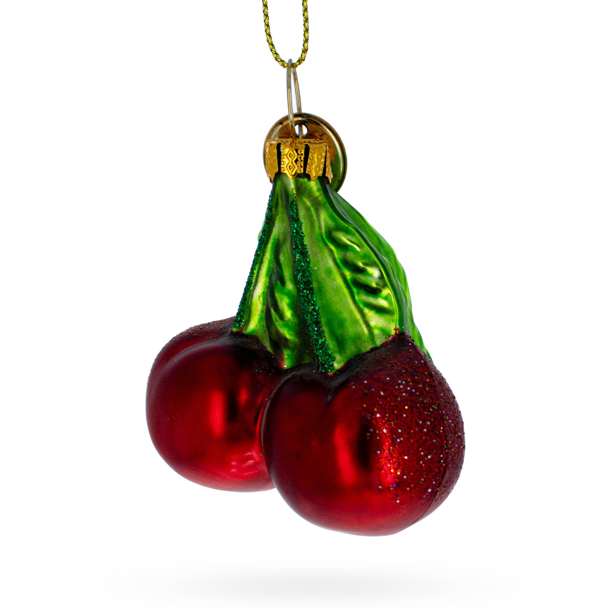 Double Cherries Glass Christmas Ornament