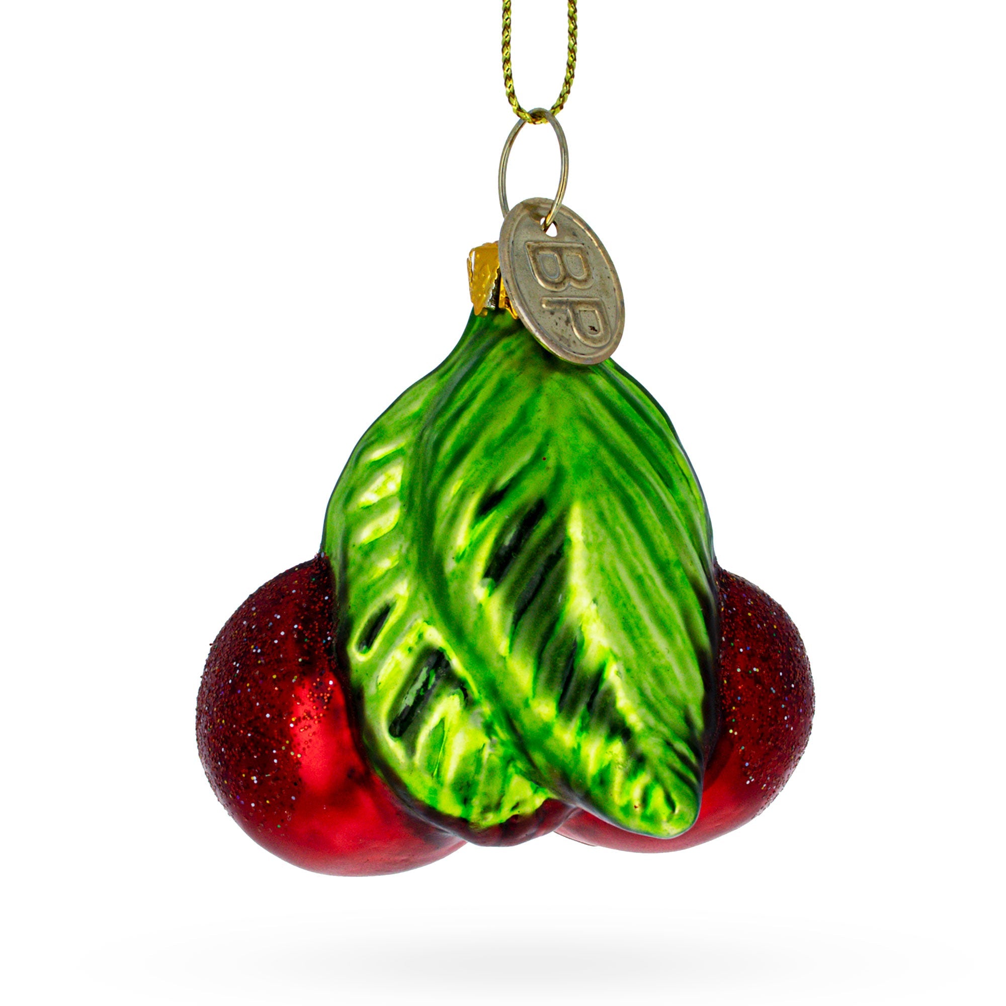 Double Cherries Glass Christmas Ornament