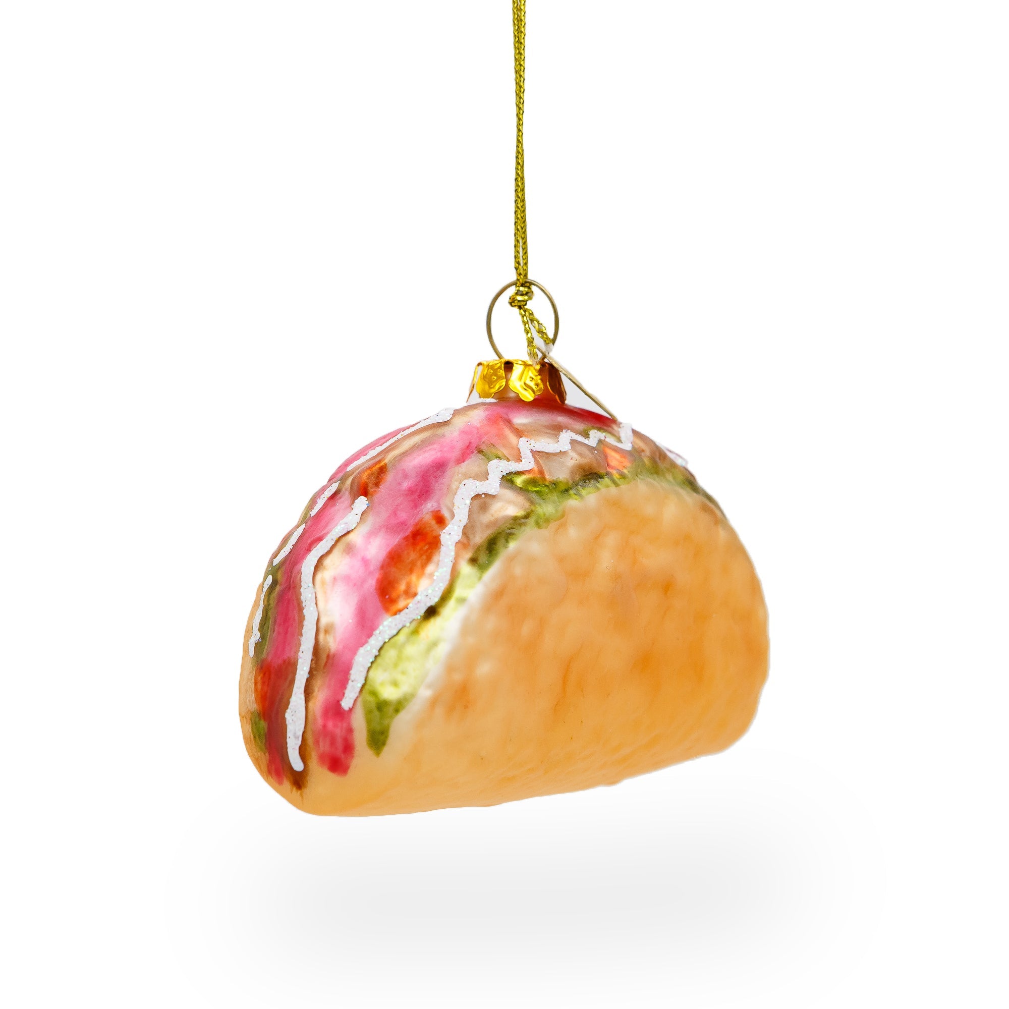 Taco Shell with Toppings Glass Christmas Ornament