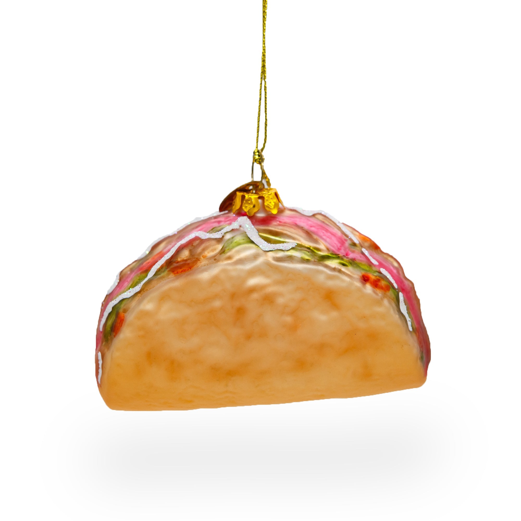 Taco Shell with Toppings Glass Christmas Ornament