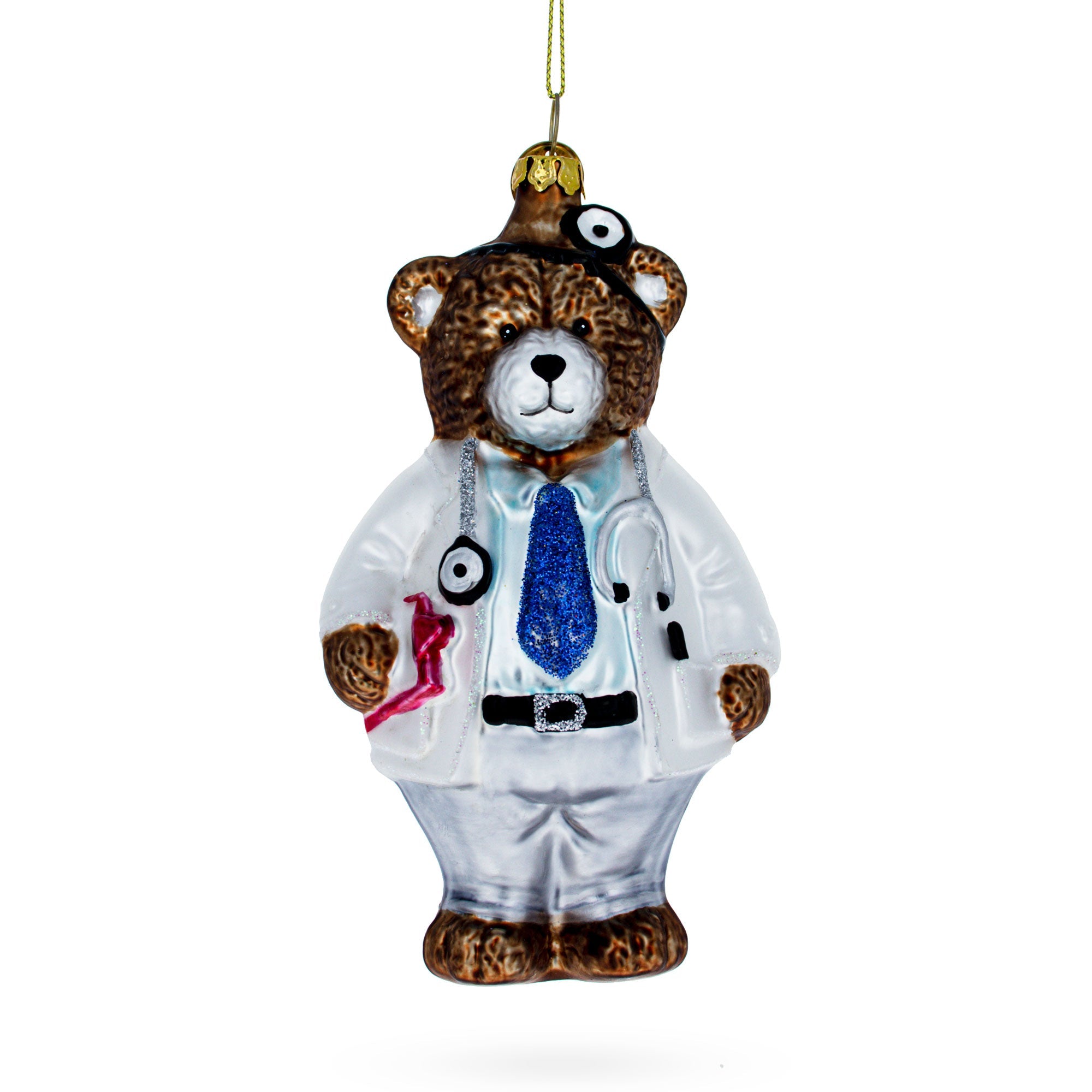 Doctor Bear Glass Christmas Ornament