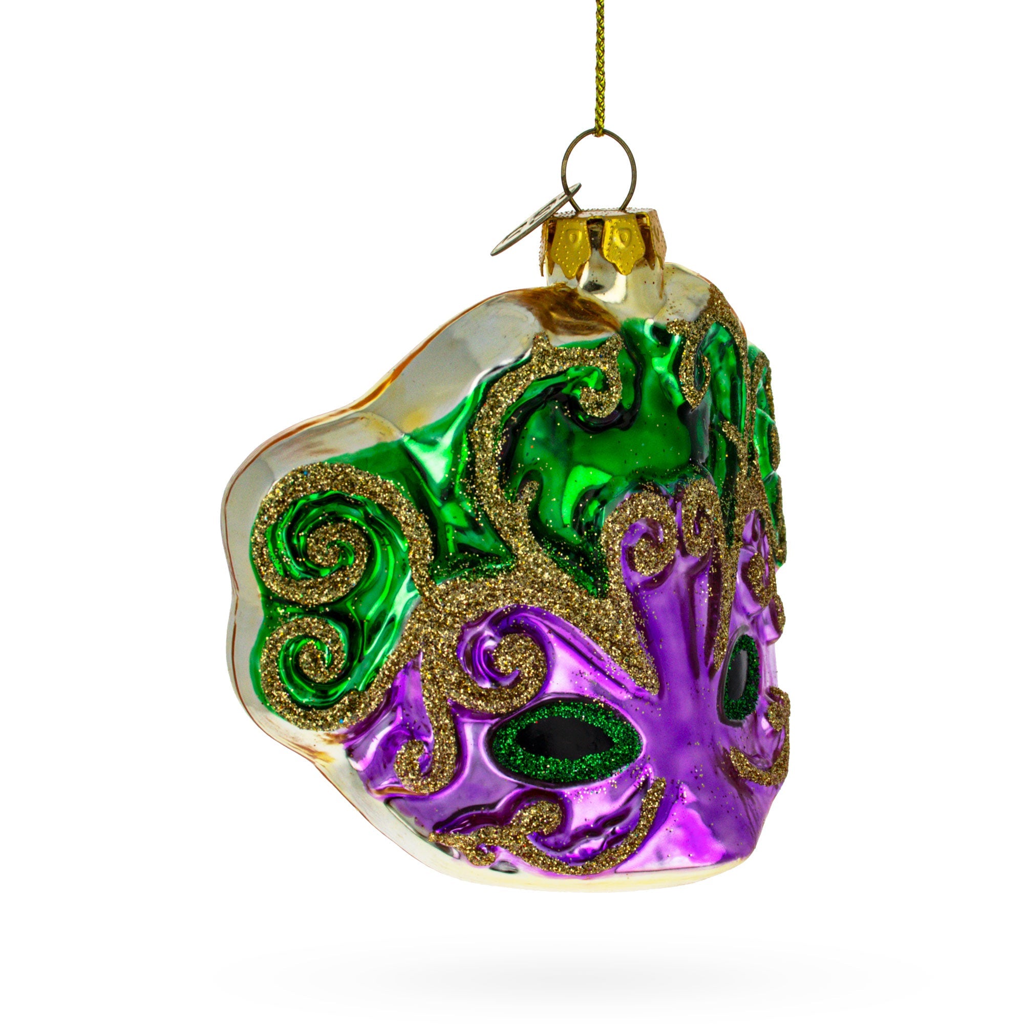 Purple Mask Glass Christmas Ornament