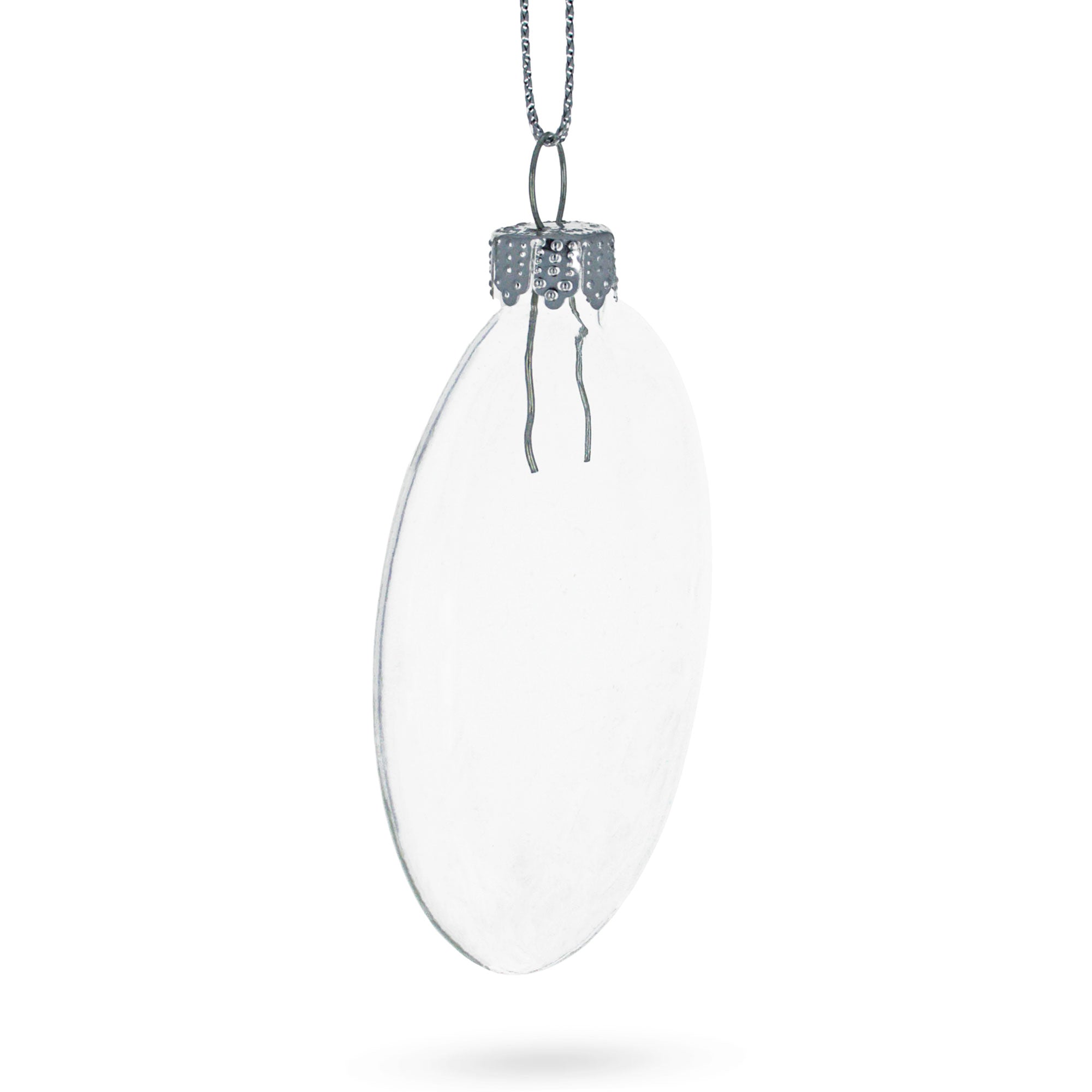 Set of 3 Flat Disc Clear Glass Christmas Ornaments 3.7 Inches