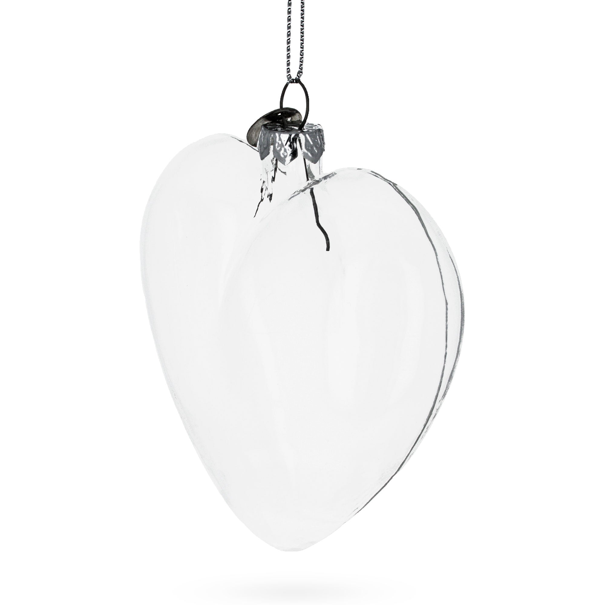 Heart Shape Clear Glass Christmas Ornament 4.1 Inches