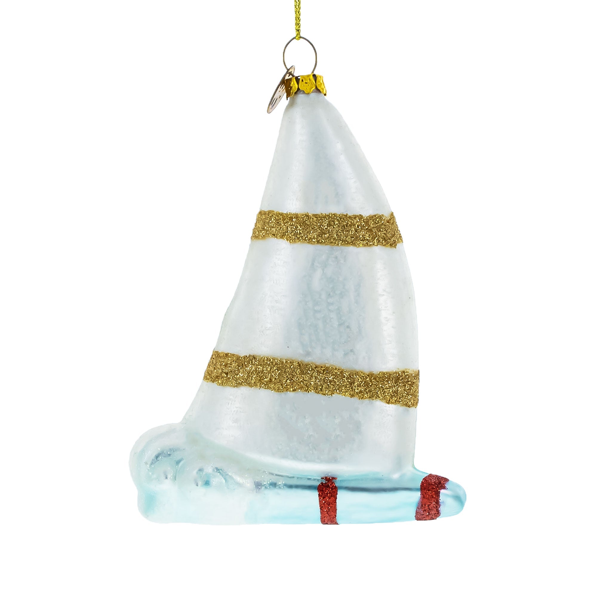Alligator Windsurfer Glass Christmas Ornament